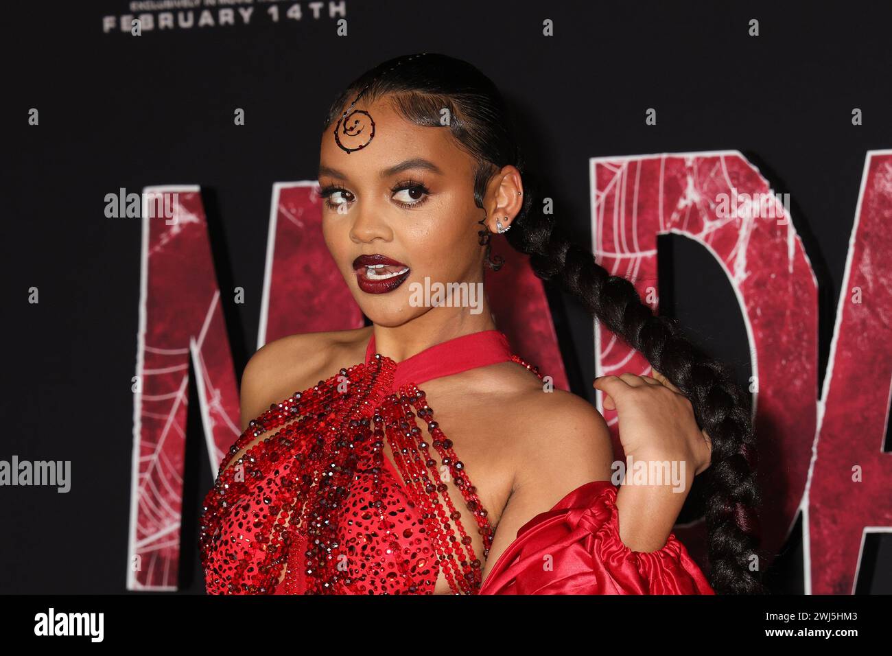 Celeste O’Connor 12/2024 die Weltpremiere von „Madame Web“ im Regency Village Theatre in Los Angeles, KALIFORNIEN Foto von Izumi Hasegawa / Hollywood News Wire Inc Stockfoto