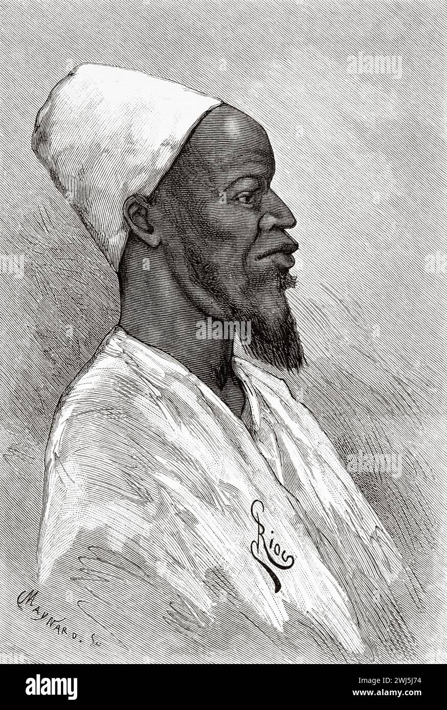 Chief Aguibou, Guinea. Afrika. Zwei Feldzüge im Französischen Sudan, 1886-1888 von Joseph Simon Gallieni (1849–1916) Le Tour du Monde 1890 Stockfoto