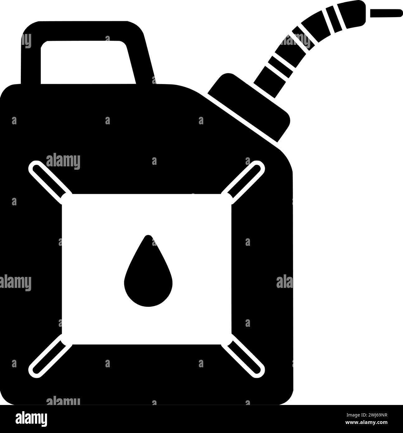 Schwarze Silhouette des Benzins oder der flache Schlauch Illustration des Treibstofflogos Öl für Erdöl mit Transportsymbol und Gasform Energie als Dieselmotor Stock Vektor