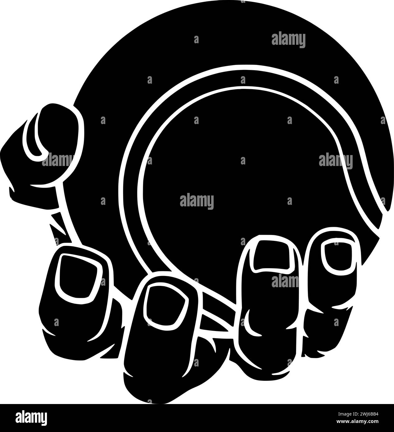 Schwarze Kugel-Silhouette oder flache Tennis-Illustration mit Handlogo-Schläger für Ausrüstung mit Sportsykone und Spiel Formspiel als Wettkampf zur Erholung Stock Vektor