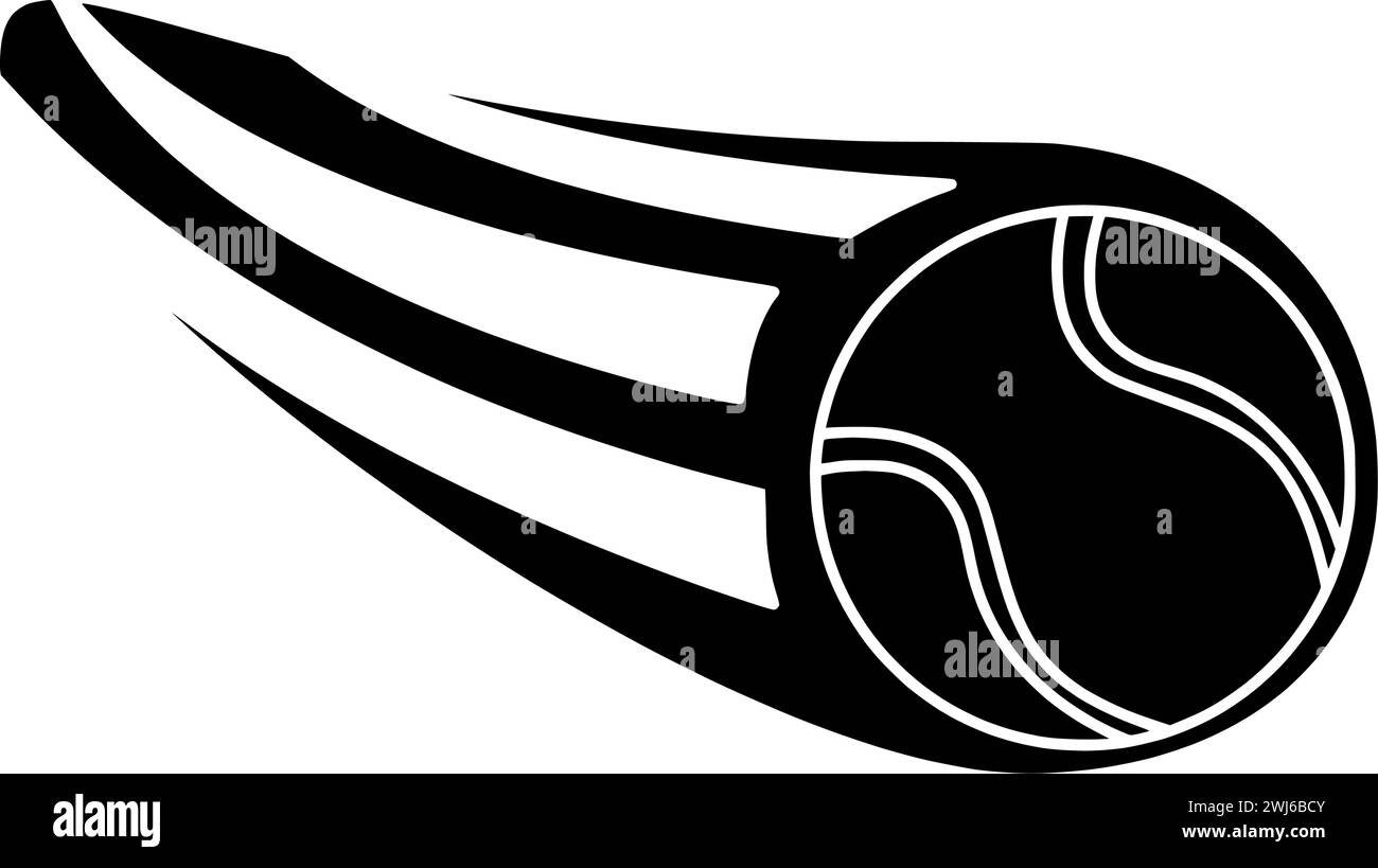 Schwarze Kugel-Silhouette oder flache Tennis-Illustration mit Racket-Logo-Ausrüstung für den Sport mit Spielsymbol und Spielform, die als Wettkampf zum Nachspielen aufprallt Stock Vektor