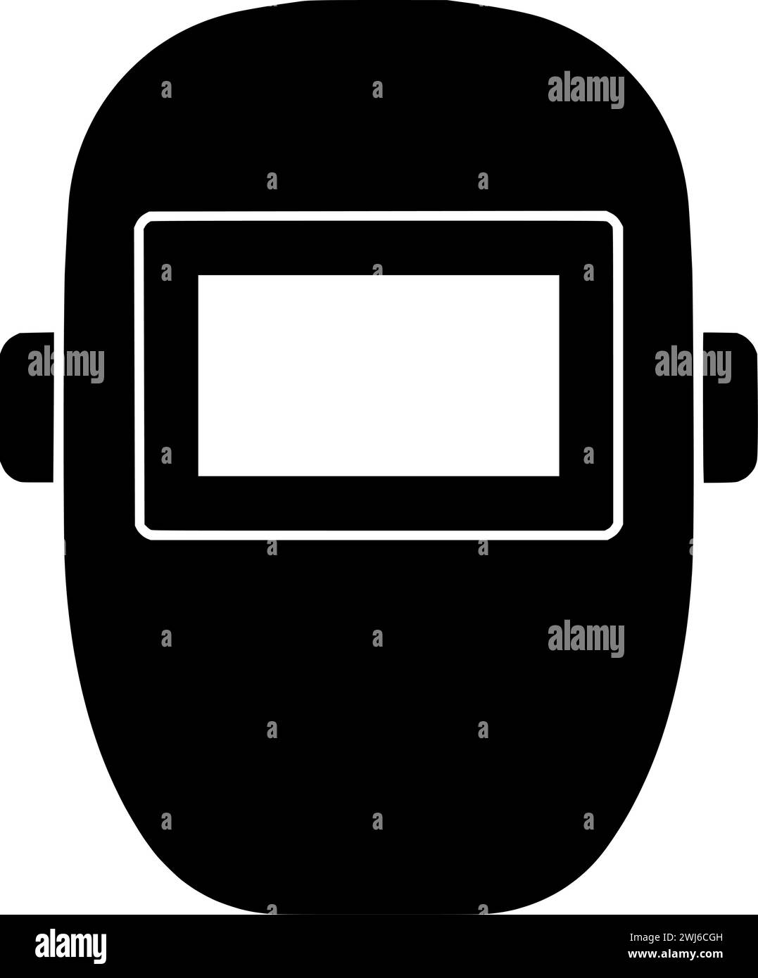 Schwarze Schweißer-Silhouette oder flache Maske Illustration von Ausrüstung Logo Helm für Schweißen mit Reparatur Symbol und Metallform Arbeit als Sicherheit für die Arbeit Stock Vektor