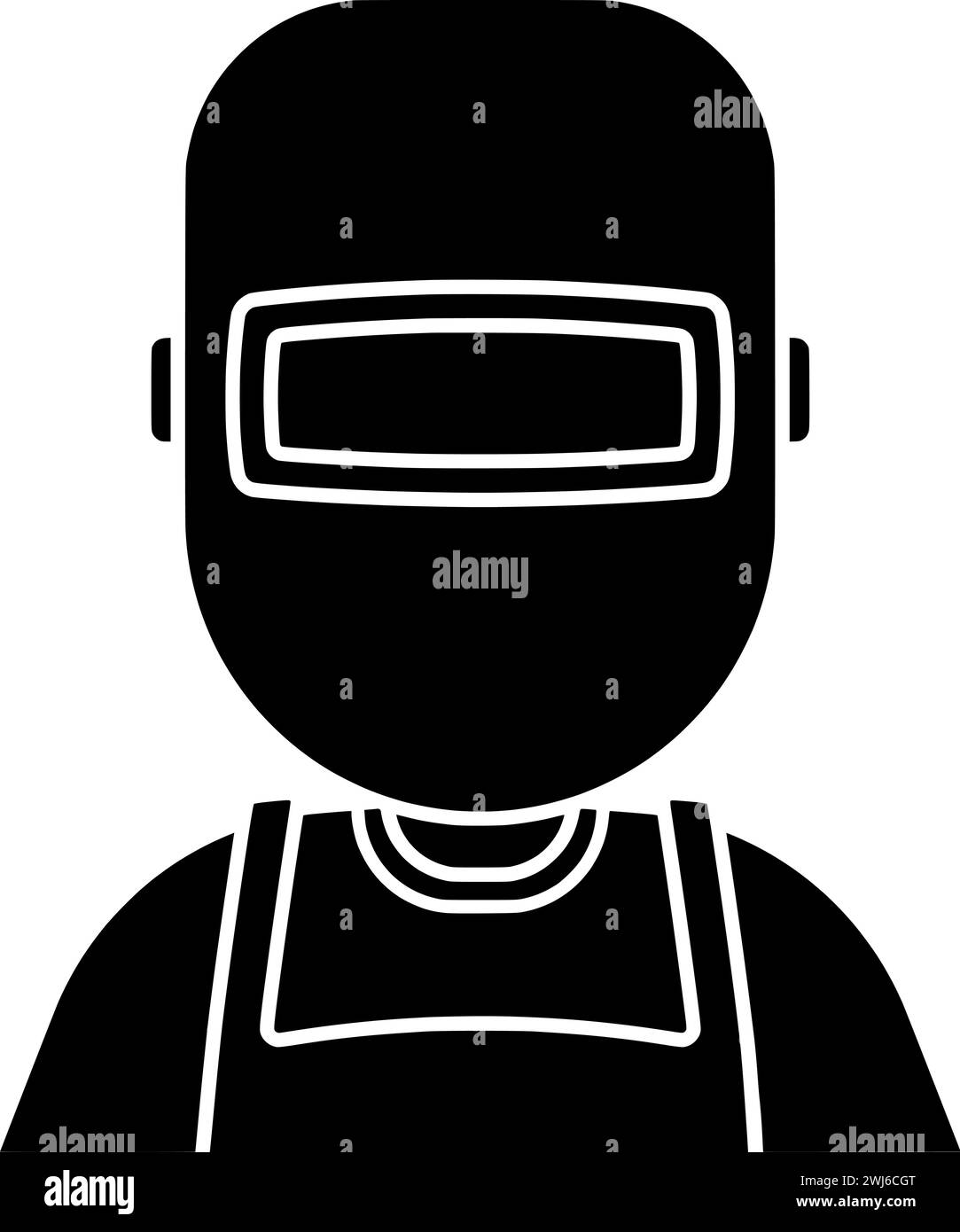 Schwarze Schweißer-Silhouette oder flache Maske Illustration von Ausrüstung Logo Helm für Schweißen mit Reparatur Symbol und Metallform Arbeit als Sicherheit für die Arbeit Stock Vektor