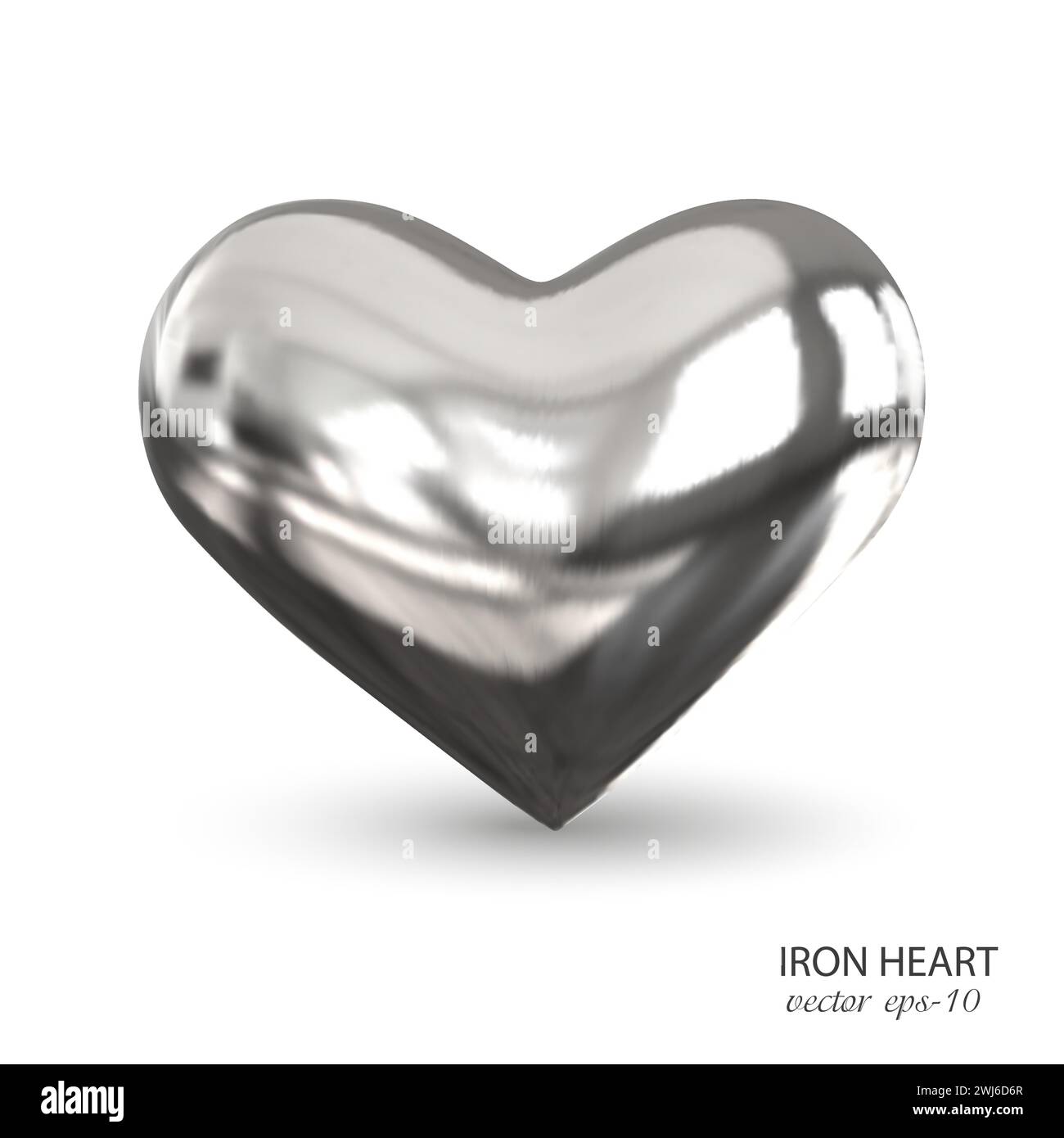 3D-Vektor des Herzens. Eiserne Herzfahne auf weißem Hintergrund. Stock Vektor