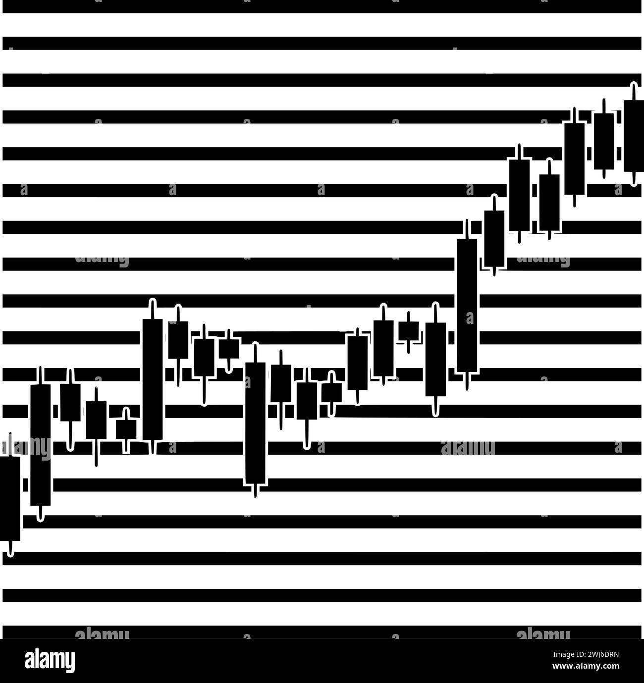 Schwarze Handelssilhouette oder flache Abbildung von Linien-Logo-Streifen für Aktien mit Wachstumssymbol und Grafik Formen das Geschäft als Finanz-zu-Finanz-Unternehmen Stock Vektor