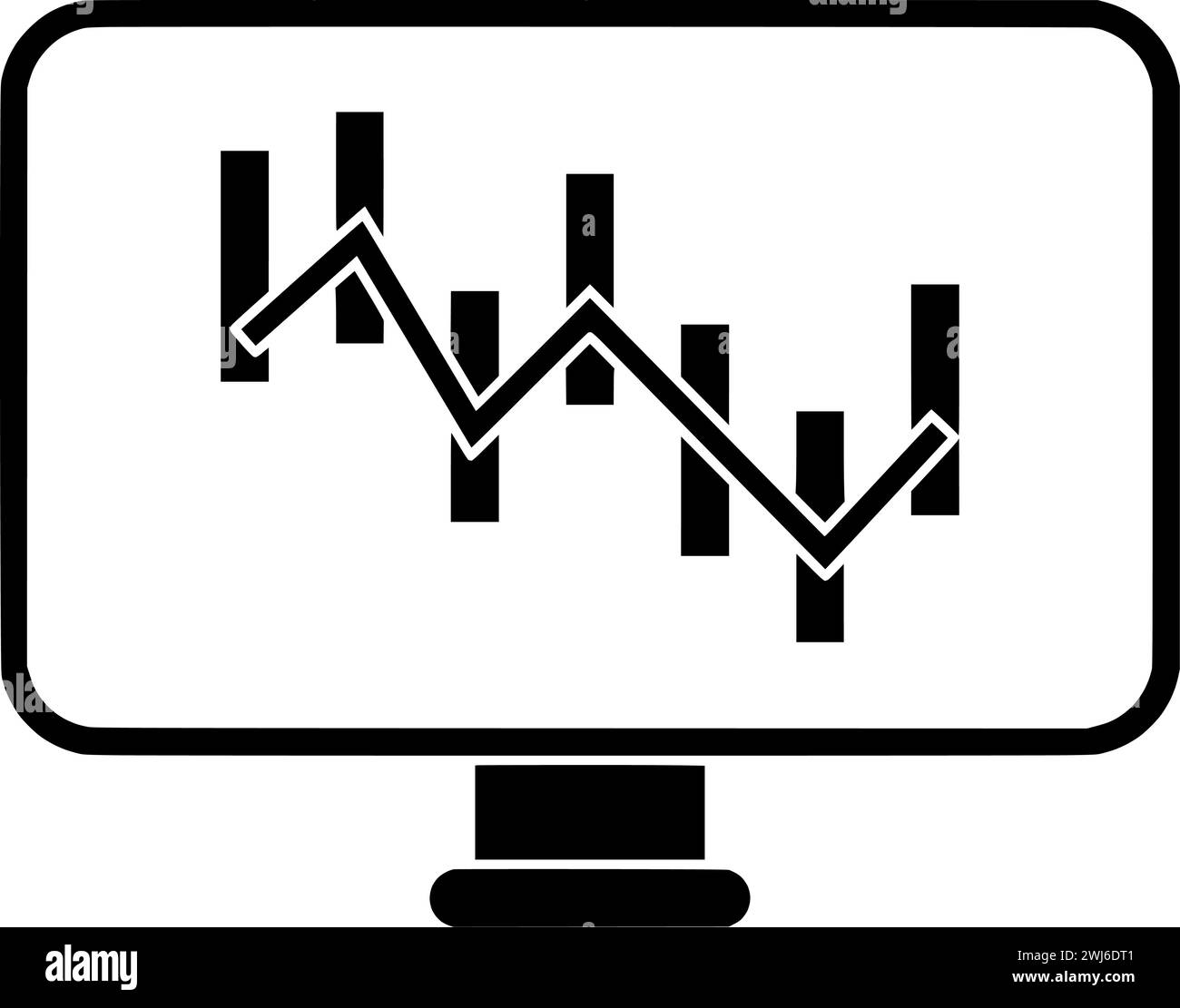 Schwarze Handelssilhouette oder flache Abbildung von Linien-Logo-Streifen für Aktien mit Wachstumssymbol und Grafik Formen das Geschäft als Finanz-zu-Finanz-Unternehmen Stock Vektor