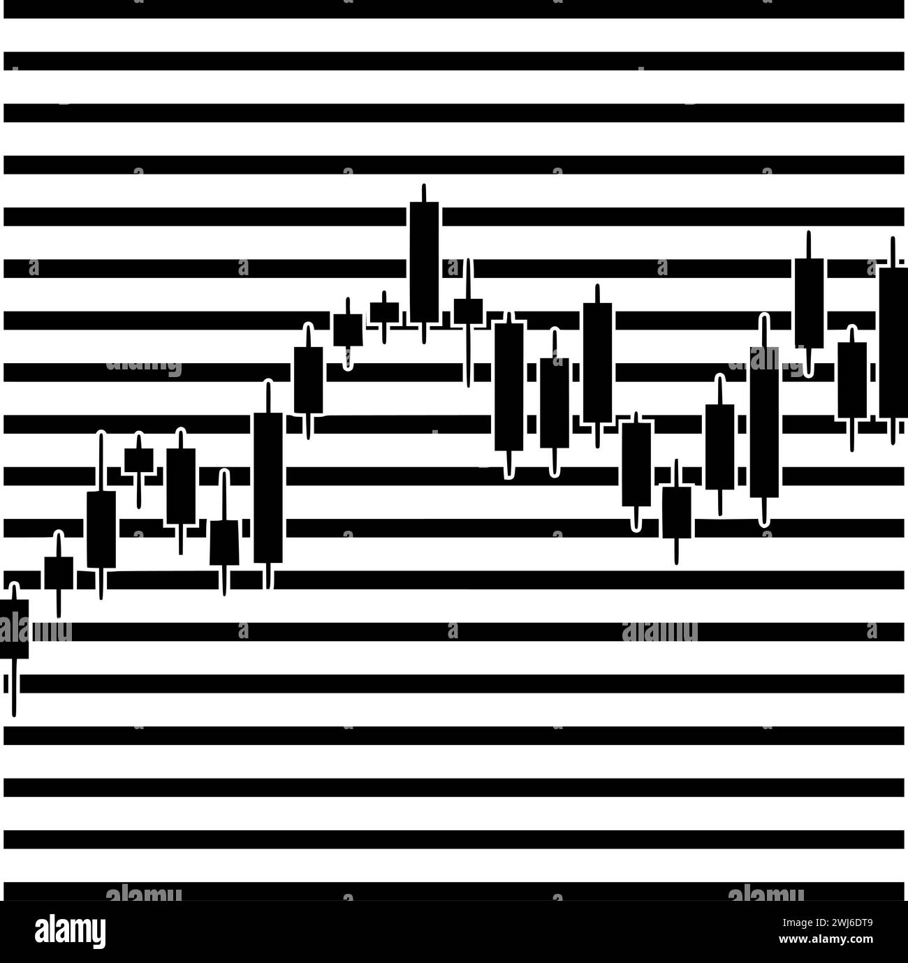 Schwarze Handelssilhouette oder flache Abbildung von Linien-Logo-Streifen für Aktien mit Wachstumssymbol und Grafik Formen das Geschäft als Finanz-zu-Finanz-Unternehmen Stock Vektor