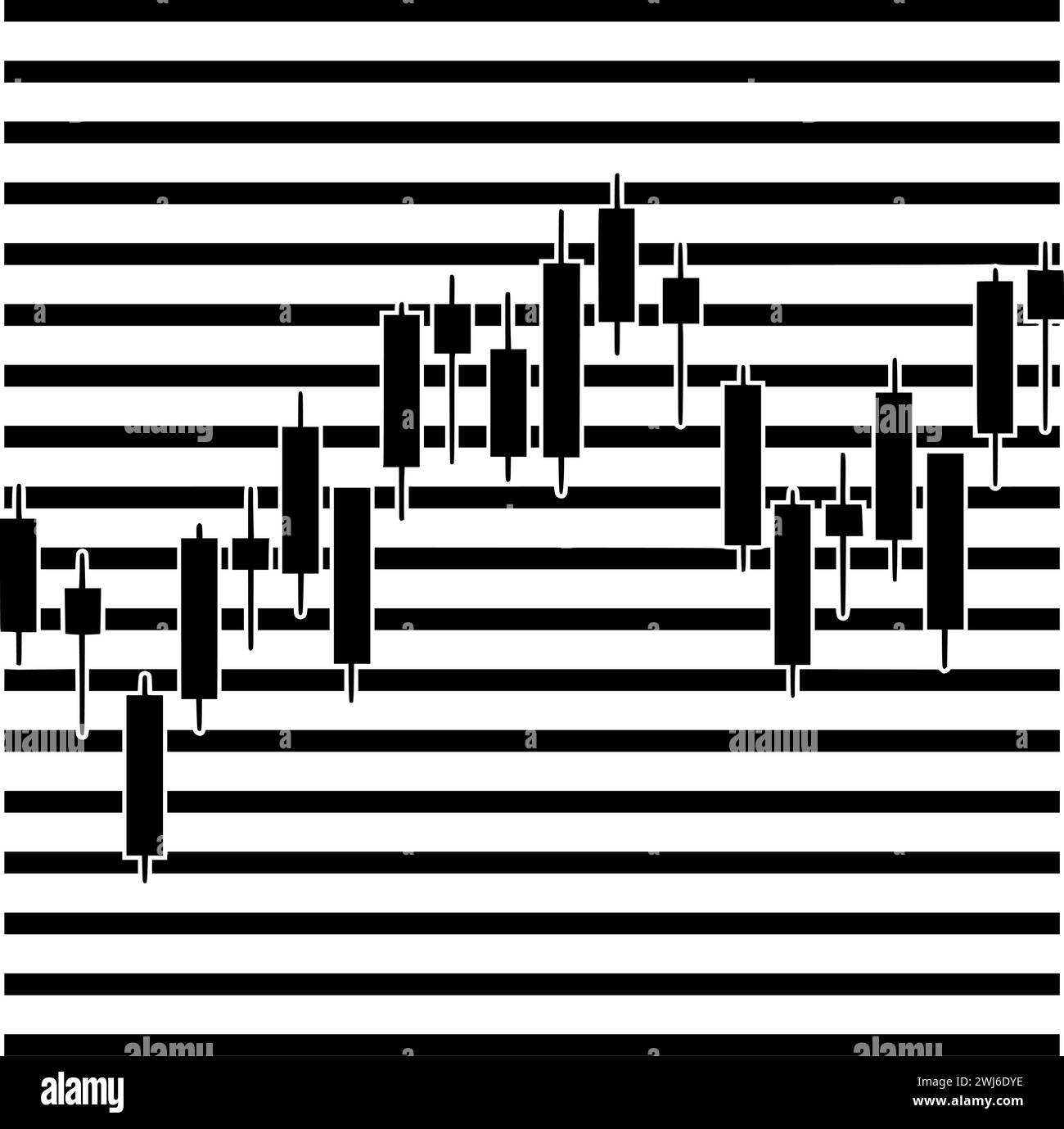Schwarze Handelssilhouette oder flache Abbildung von Linien-Logo-Streifen für Aktien mit Wachstumssymbol und Grafik Formen das Geschäft als Finanz-zu-Finanz-Unternehmen Stock Vektor