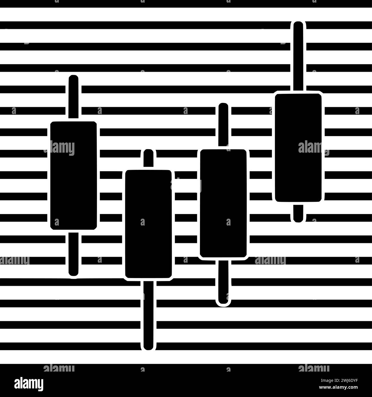 Schwarze Handelssilhouette oder flache Abbildung von Linien-Logo-Streifen für Aktien mit Wachstumssymbol und Grafik Formen das Geschäft als Finanz-zu-Finanz-Unternehmen Stock Vektor