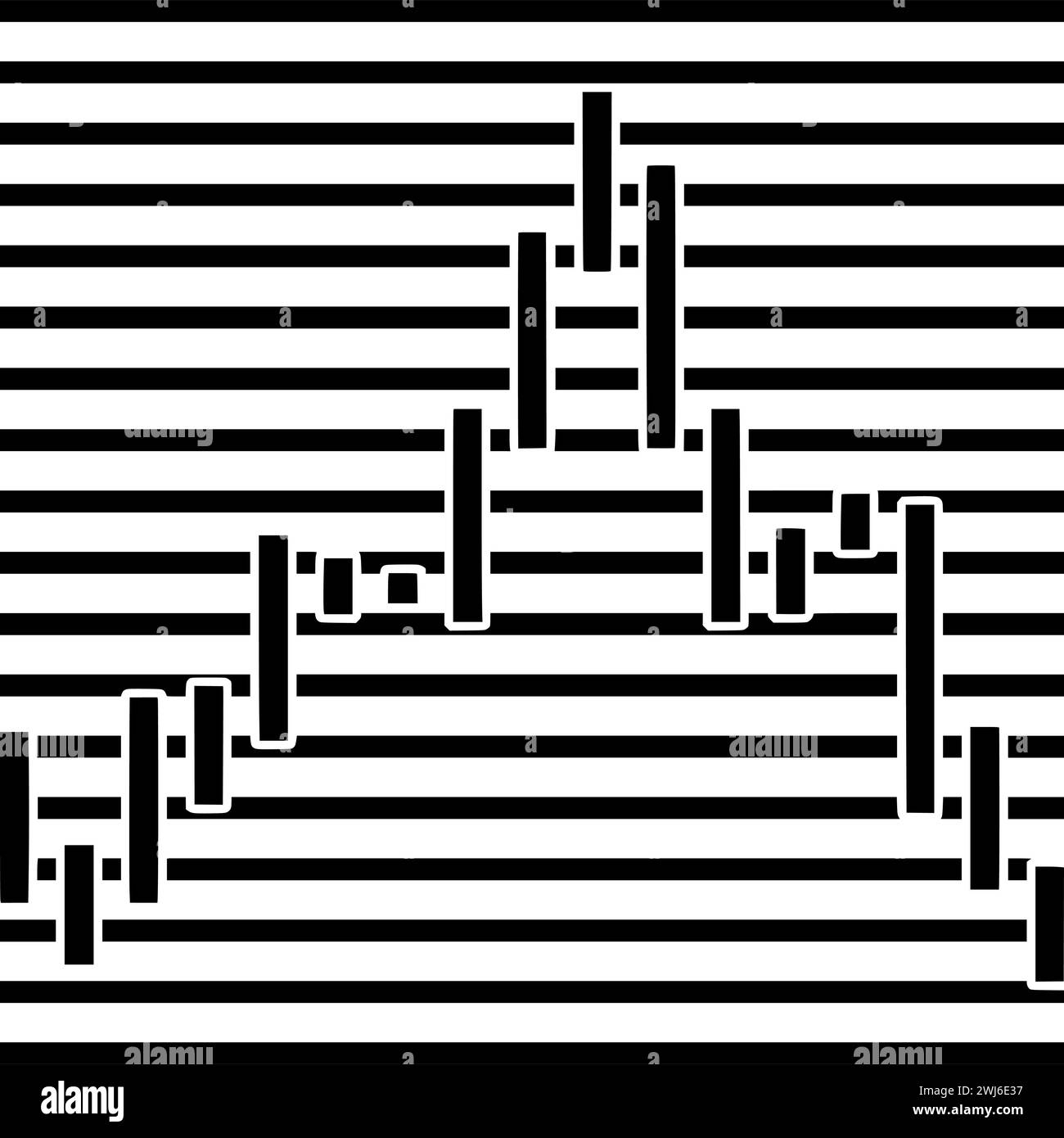 Schwarze Handelssilhouette oder flache Abbildung von Linien-Logo-Streifen für Aktien mit Wachstumssymbol und Grafik Formen das Geschäft als Finanz-zu-Finanz-Unternehmen Stock Vektor