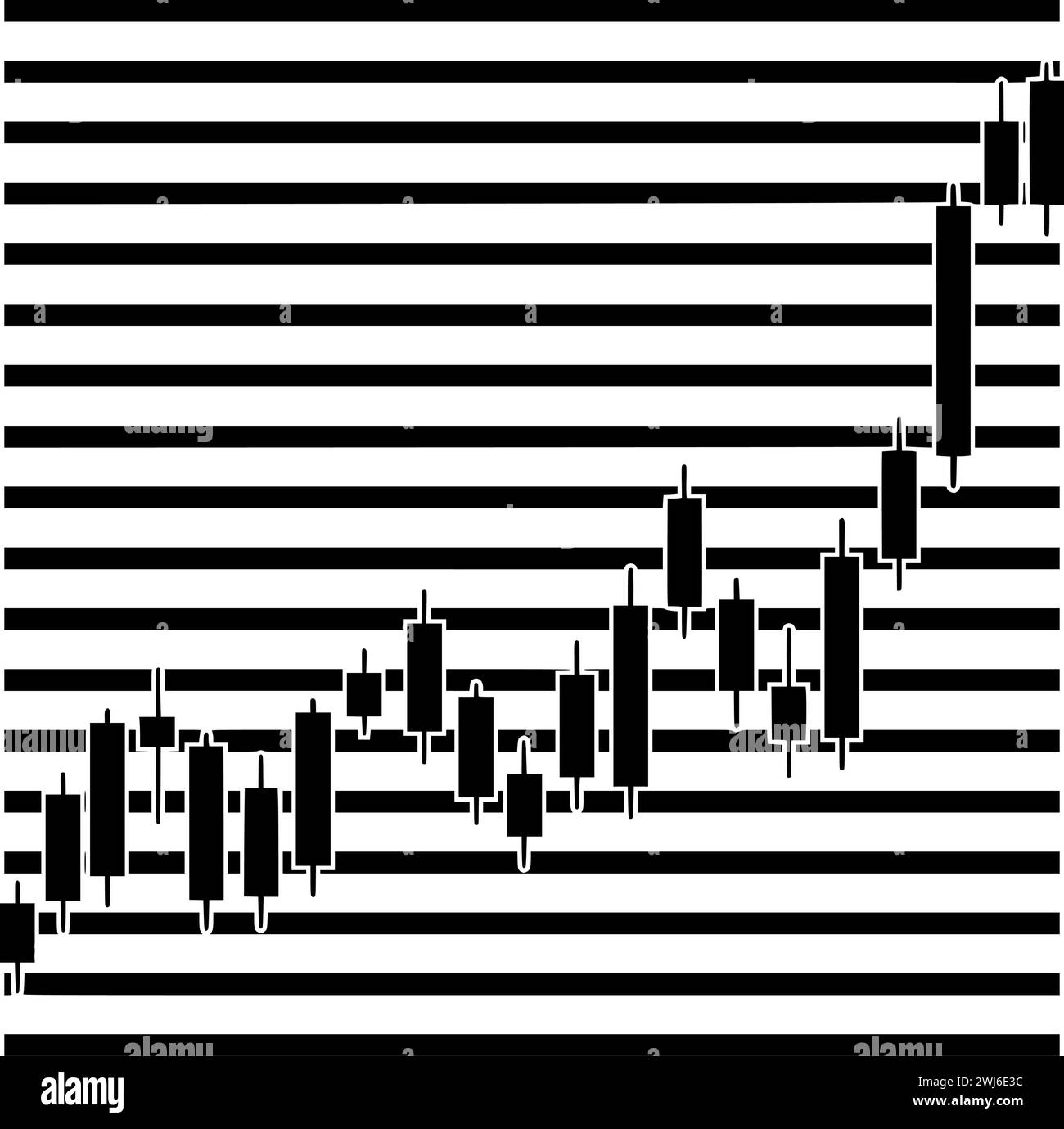 Schwarze Handelssilhouette oder flache Abbildung von Linien-Logo-Streifen für Aktien mit Wachstumssymbol und Grafik Formen das Geschäft als Finanz-zu-Finanz-Unternehmen Stock Vektor