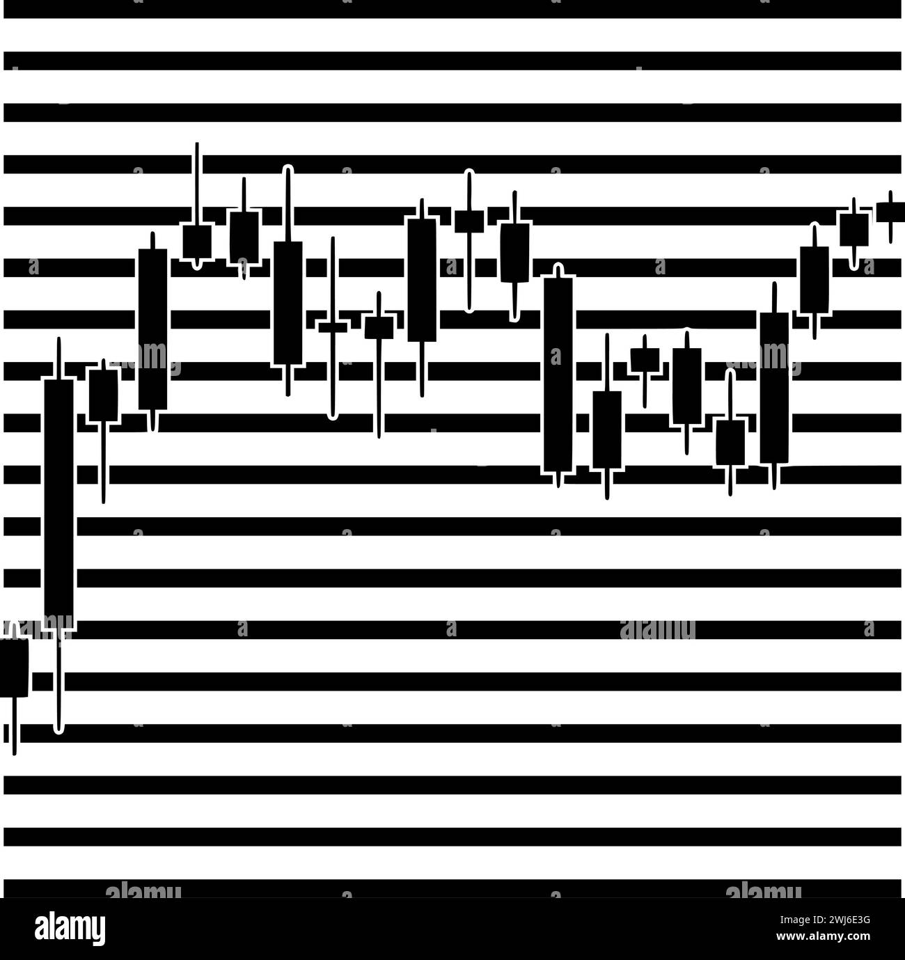 Schwarze Handelssilhouette oder flache Abbildung von Linien-Logo-Streifen für Aktien mit Wachstumssymbol und Grafik Formen das Geschäft als Finanz-zu-Finanz-Unternehmen Stock Vektor