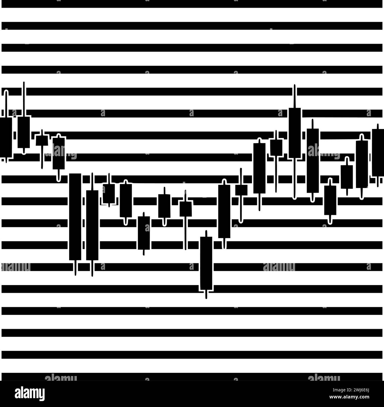 Schwarze Handelssilhouette oder flache Abbildung von Linien-Logo-Streifen für Aktien mit Wachstumssymbol und Grafik Formen das Geschäft als Finanz-zu-Finanz-Unternehmen Stock Vektor