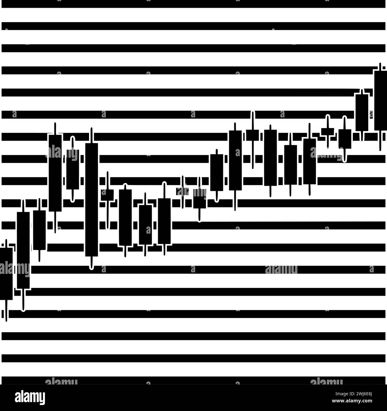 Schwarze Handelssilhouette oder flache Abbildung von Linien-Logo-Streifen für Aktien mit Wachstumssymbol und Grafik Formen das Geschäft als Finanz-zu-Finanz-Unternehmen Stock Vektor