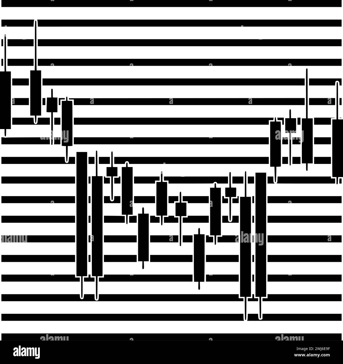Schwarze Handelssilhouette oder flache Abbildung von Linien-Logo-Streifen für Aktien mit Wachstumssymbol und Grafik Formen das Geschäft als Finanz-zu-Finanz-Unternehmen Stock Vektor