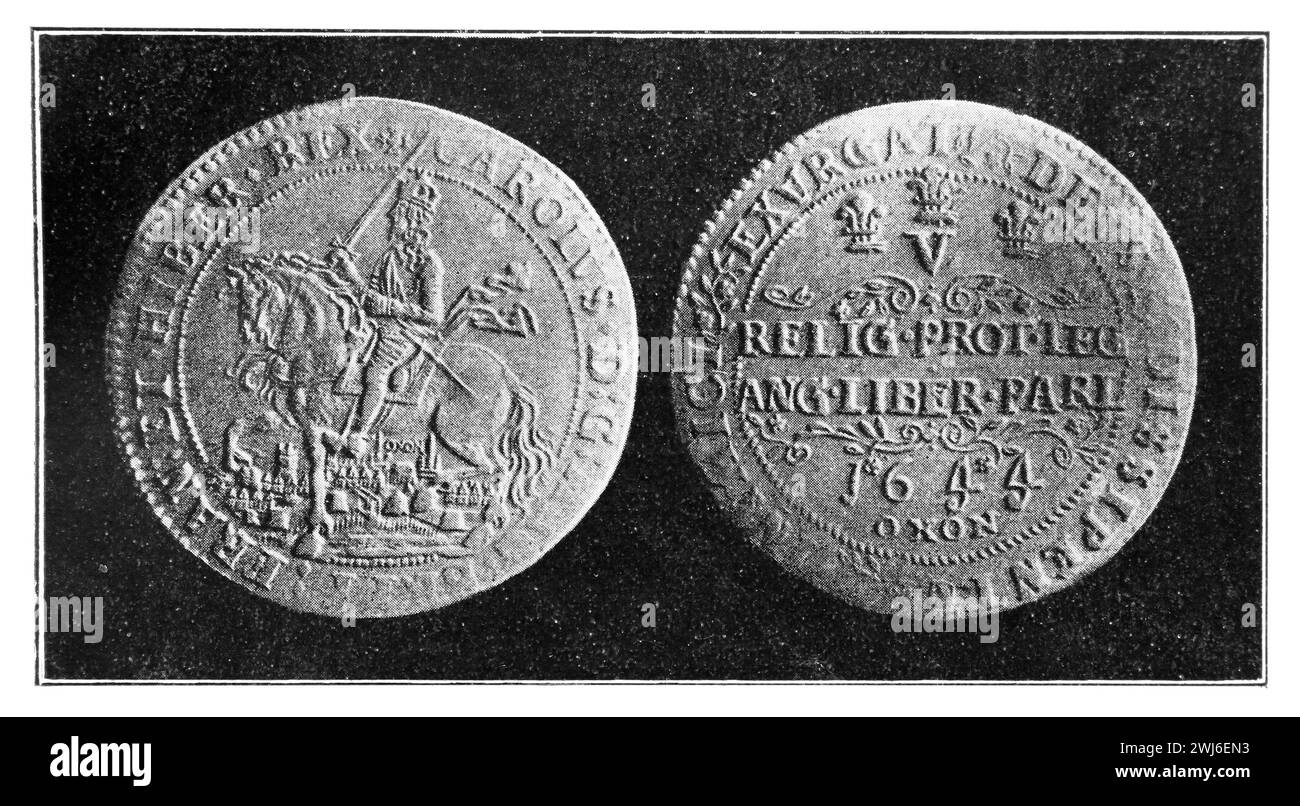 Die Oxford-Krone von Karl I. von England. 1663. Schwarz-weiß-Illustration von The Connoisseur, an Illustrated Magazine for Collectors Vol 3 (Mai-Aug 1902), veröffentlicht in London. Stockfoto