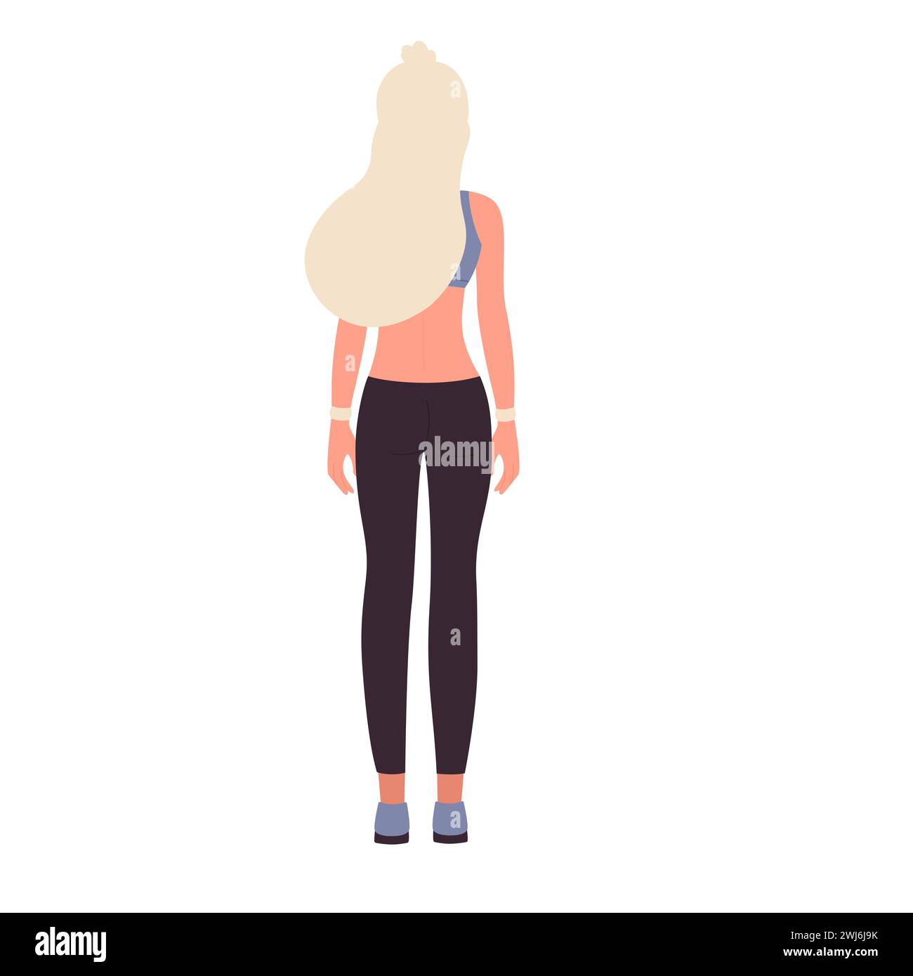 Rückblick auf die stehende Coach-Frau. Fitness weiblicher Trainer, Gym Training Vektor Illustration Stock Vektor