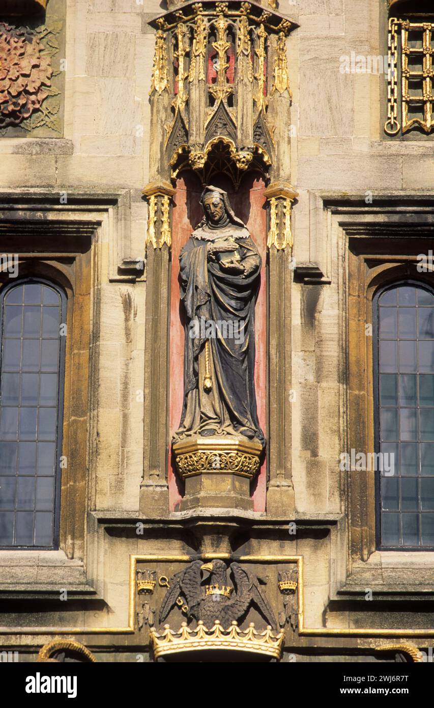 Großbritannien, Cambridgeshire, Cambridge, Christs College Gatehouse Details. Stockfoto