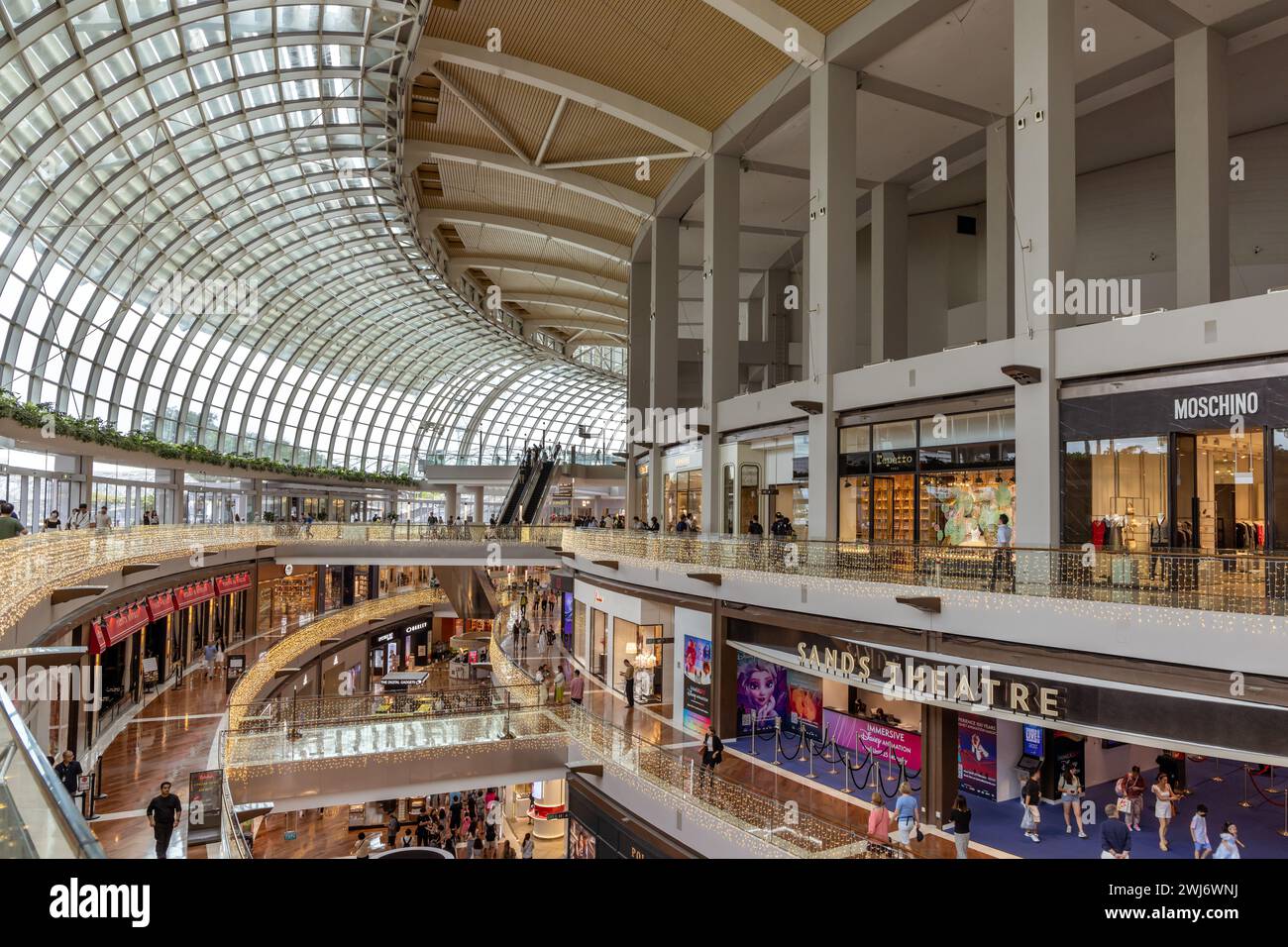 Die Shoppes at Marina Bay Sands Interior Stockfoto