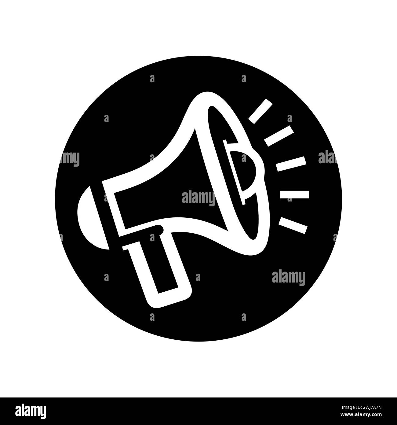 Megaphon-Symbol. Lautsprechersymbol. Schwarzes Symbol von Megaphon isoliert auf weiß Stock Vektor