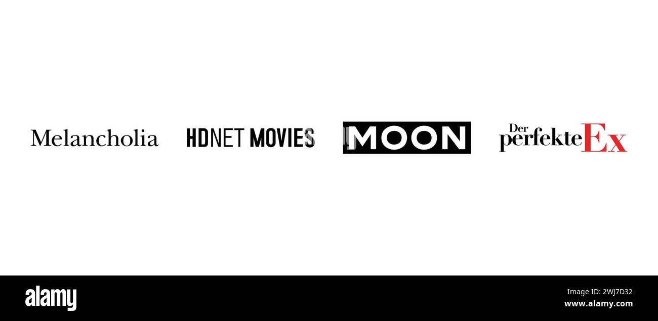Der perfekte Ex, HDNet Movies, Moon, Melancholia . Vektorillustration, redaktionelles Logo. Stock Vektor