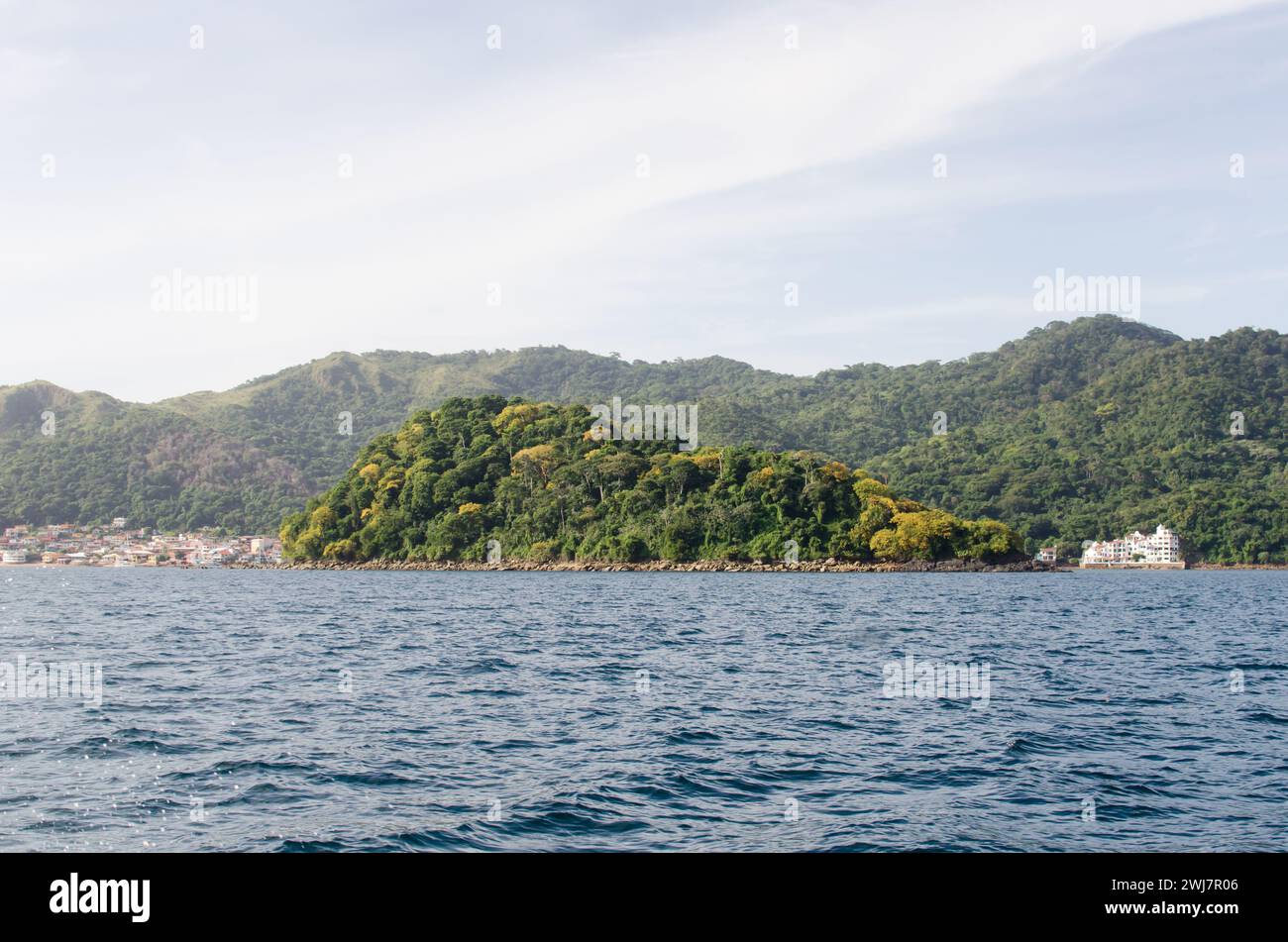 Bezaubernde Landschaft bei der Ankunft auf Taboga Island, Panama City Stockfoto