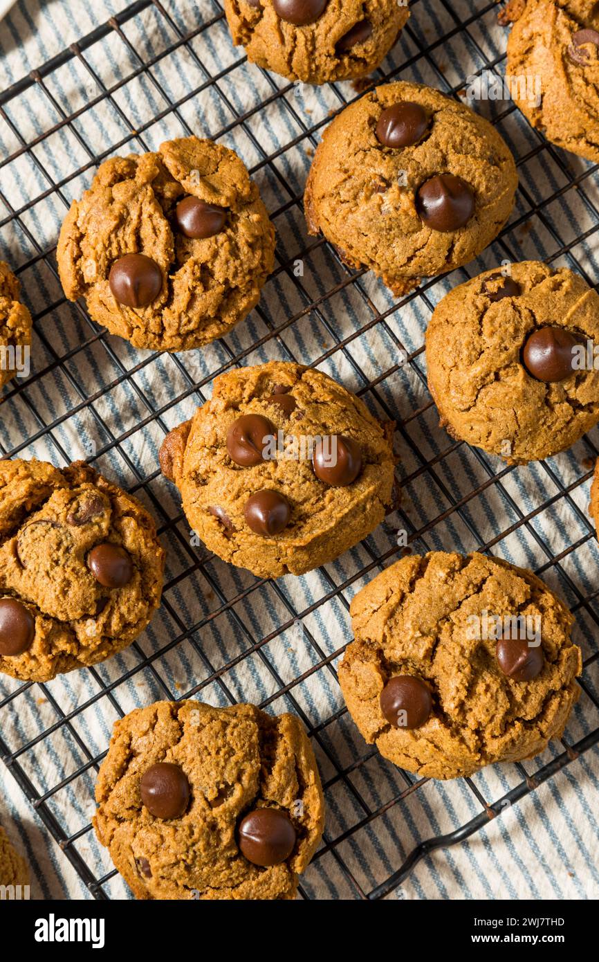 Trendige Chocolate Chip Cookies mit fünf Zutaten und Erdnussbutter Stockfoto