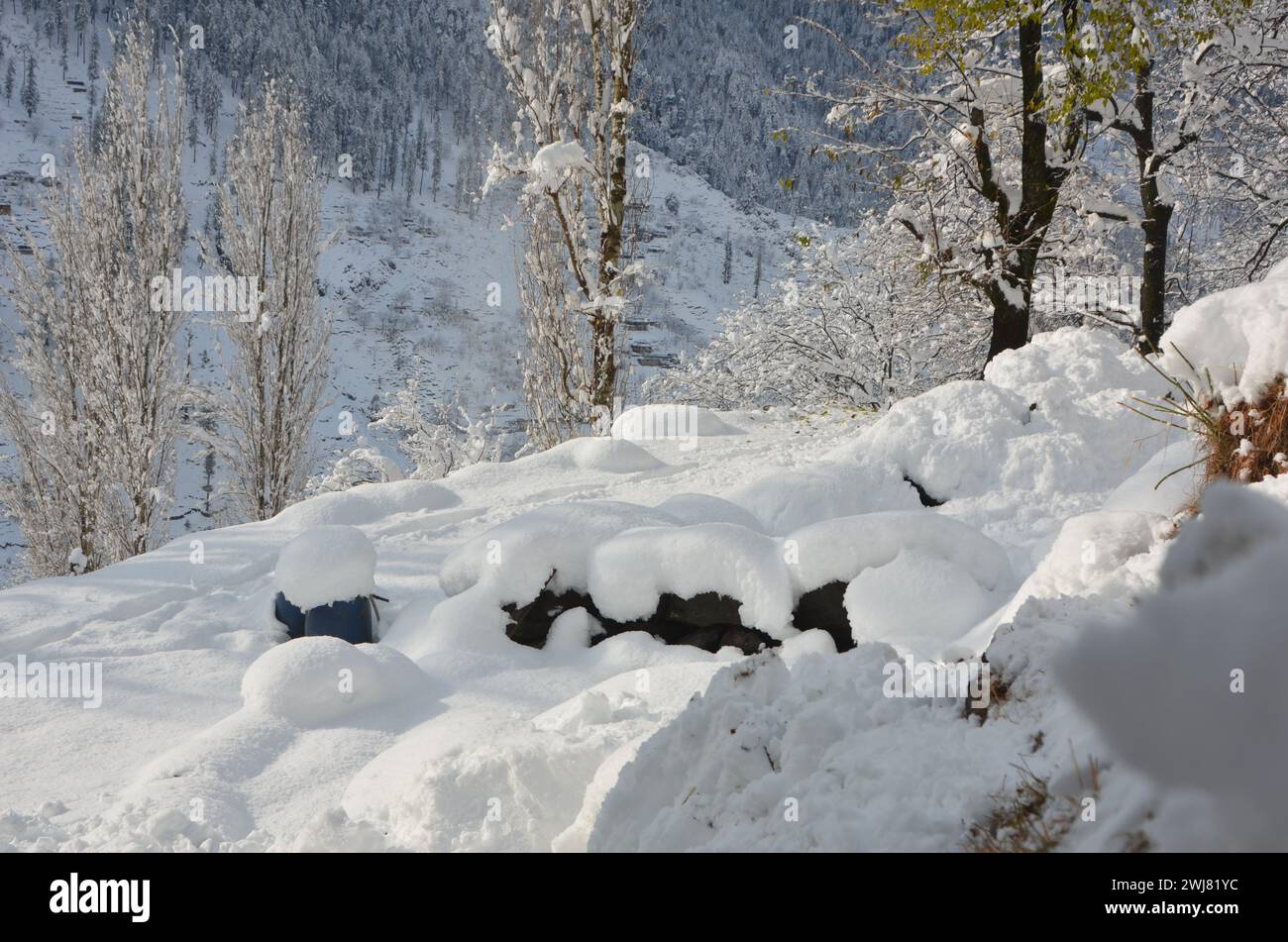 Schneefall in Khan-Bildern Stockfoto