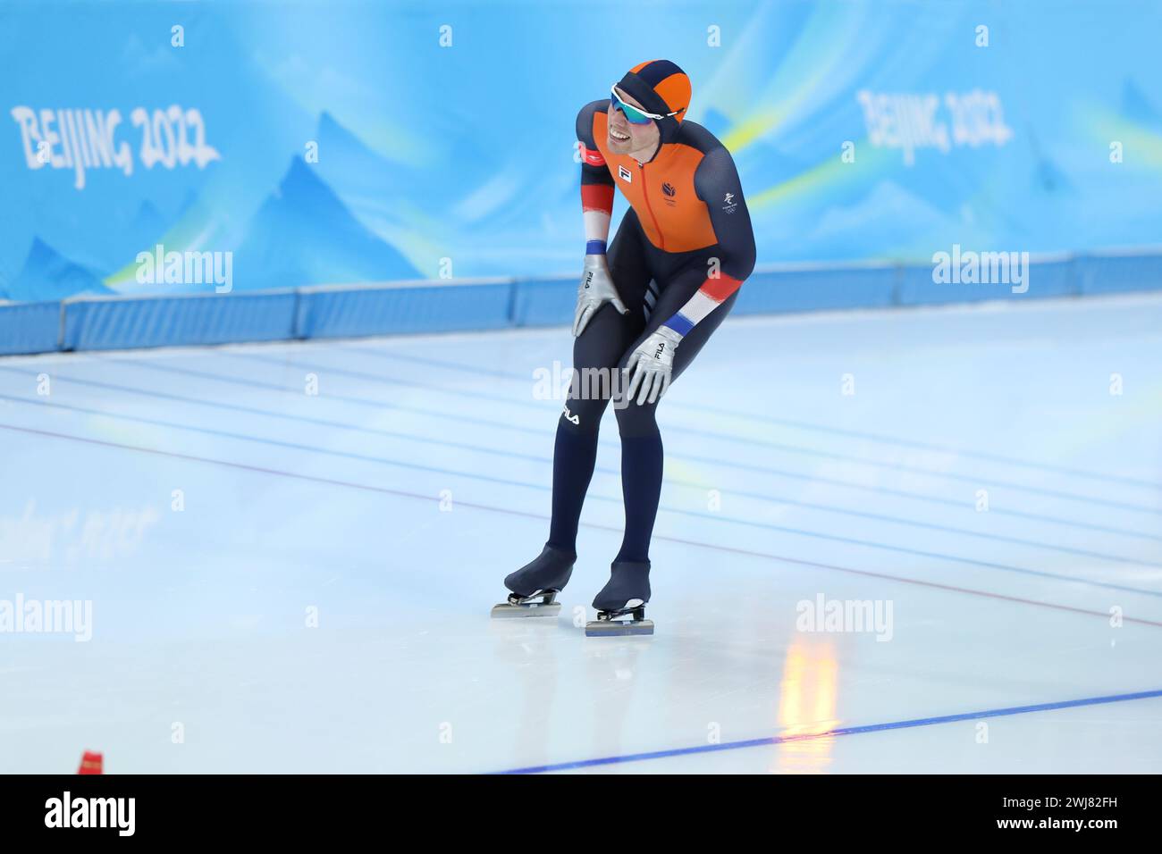 6. FEBRUAR 2022: Peking, China: Patrick Roest vom Team Netherlands tritt an und gewinnt die Silbermedaille im 5.000-m-Finale der Männer beim Beij Stockfoto