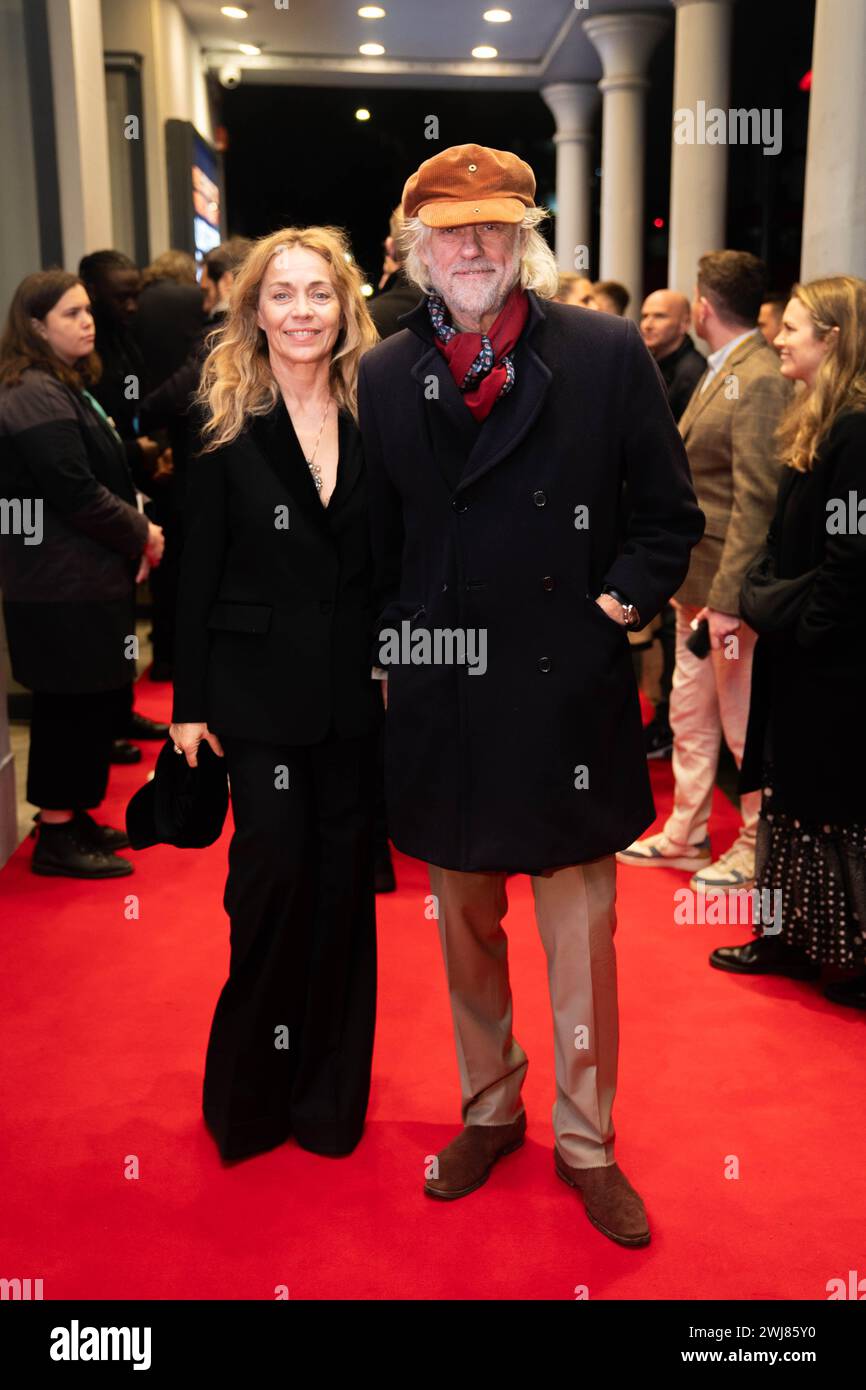 Jeanne Marine und Bob Geldof kommen zur Presseveranstaltung von Just for One Day, dem Live Aid-Musical im Old Vic Theatre in London. Bilddatum: Dienstag, 13. Februar 2024. Stockfoto