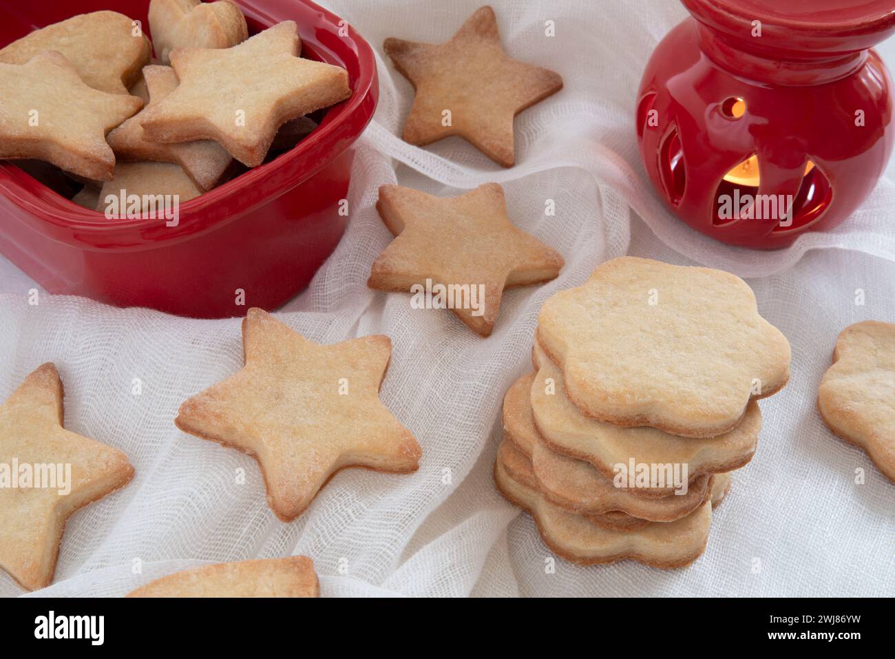 Tasse de Café et Biscuits pour la Saint-Valentin Stockfoto
