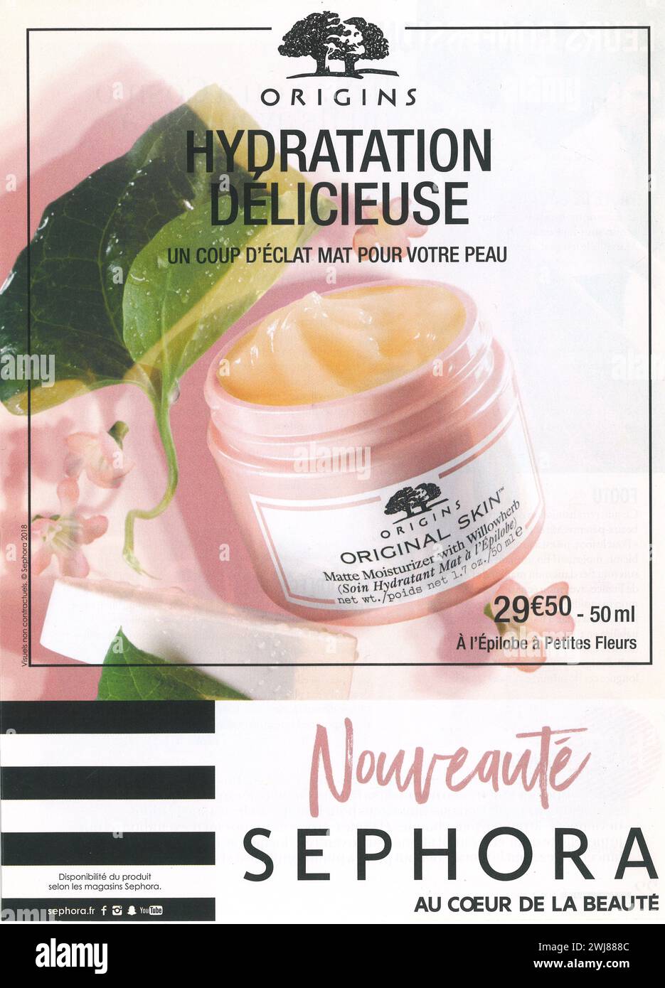 2018 Origins Original Skin Moisturizer in französischer Aufdruck Stockfoto