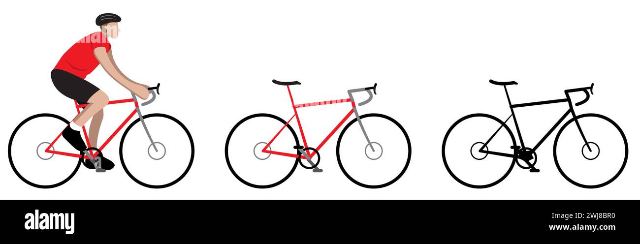 Fahrrad mit Fahrer, Rennrad-Konzept, Silhouette eines Rennrads Stock Vektor