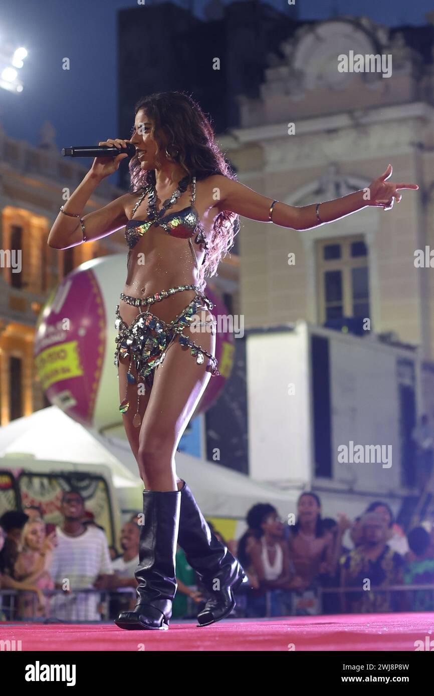 Salvador, Frankreich. Februar 2024. Marina Sena tritt während des Karnevals in Salvador am 11. Februar 2023 auf der Capital Afro-Bühne auf. (Foto: F. Blaise/ÙPtertainment/SIPA USA) Credit: SIPA USA/Alamy Live News Stockfoto