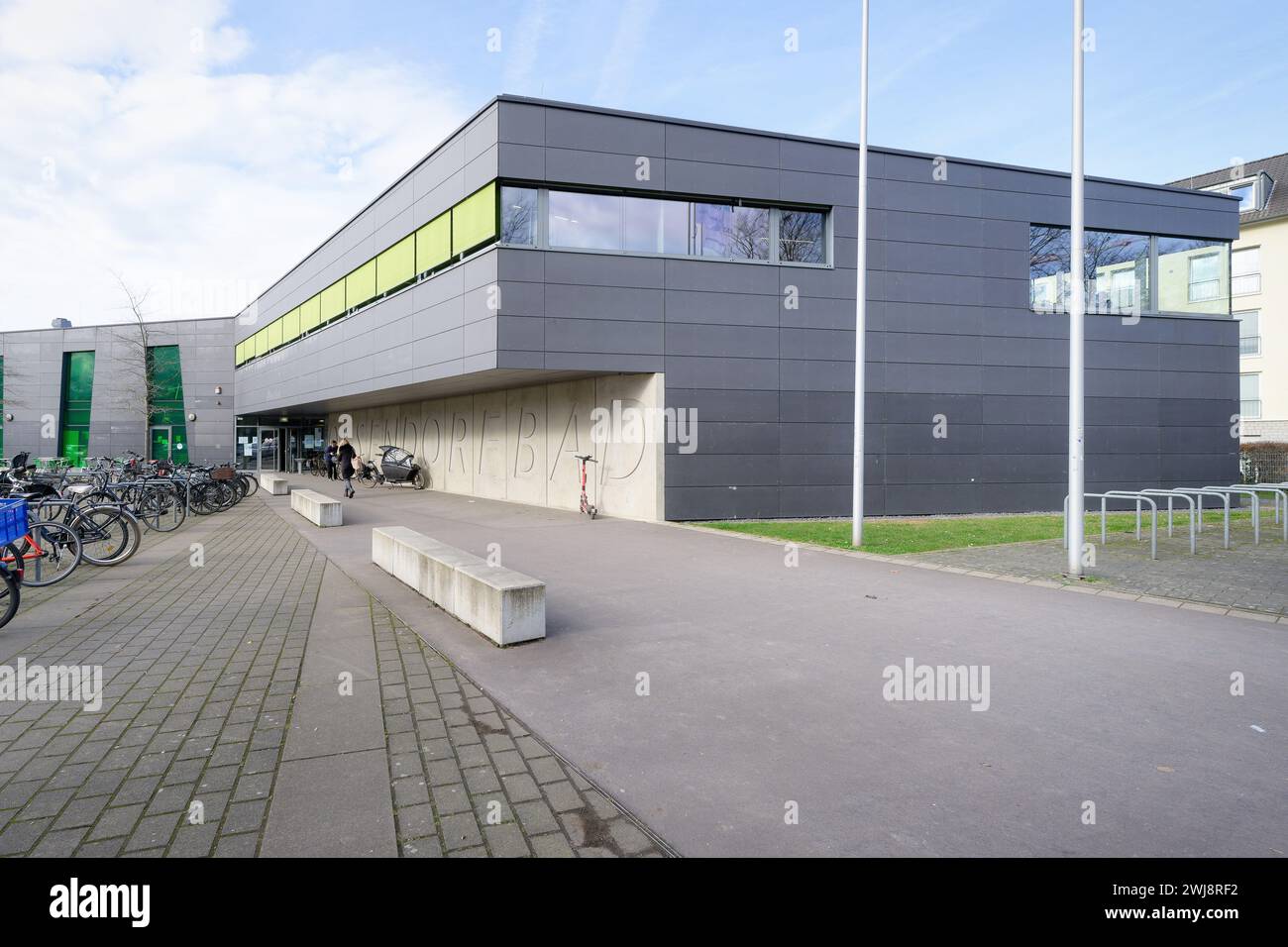 Köln, Deutschland 13. Februar 2024: Bau des Schwimmbades Ossendorfbad im Kölner Stadtteil Ehrenfeld Stockfoto