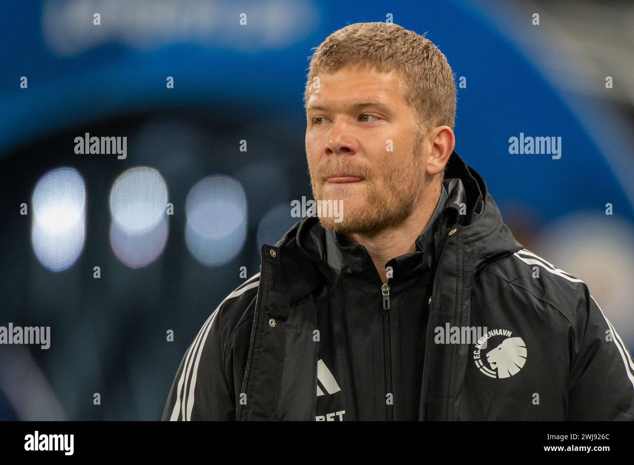 Kopenhagen, Dänemark. Februar 2024. Andreas Cornelius aus Kopenhagen während des Achtelfinale-Spiels zwischen FC Kopenhagen und Manchester City am 13. Februar 2024 in Parken in Kopenhagen (Foto: Andrew SURMA/ Credit: SIPA USA/Alamy Live News) Stockfoto