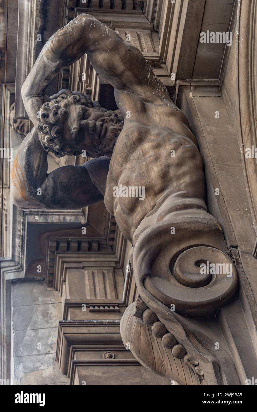 Männliche menschliche Säule in Genua, Italien Stockfoto