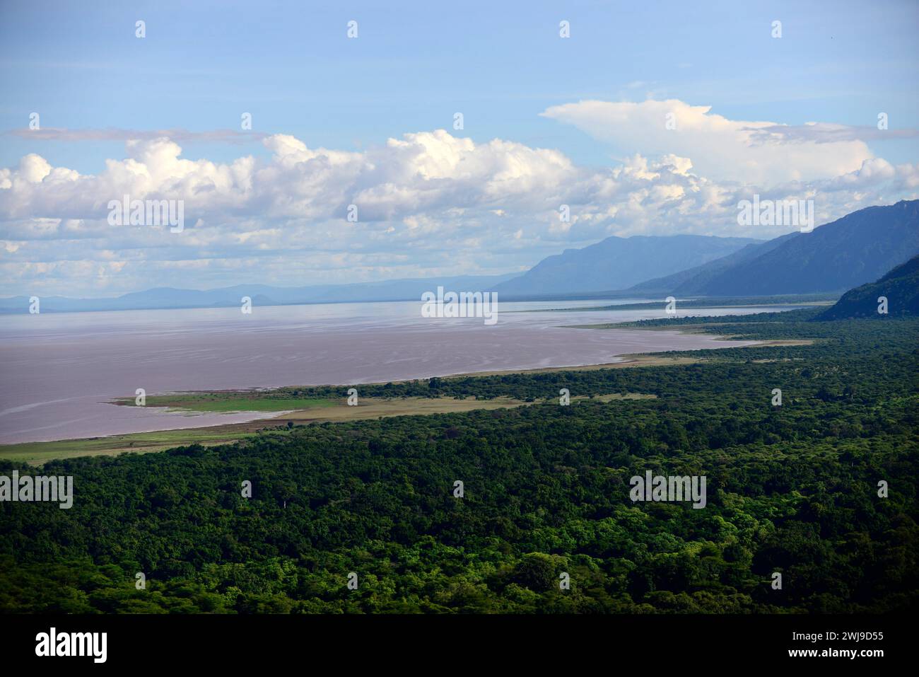 Blick auf den Manyara-See in Tansania. Stockfoto