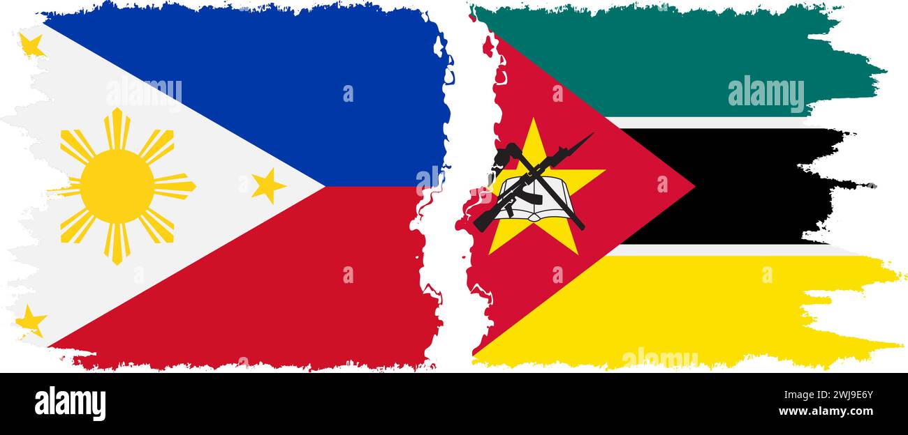 Mosambik und Philippinen Grunge Flags Verbindung, Vektor Stock Vektor