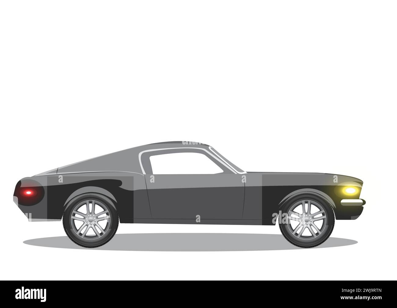 Flache Vektor-Illustration der schwarzen Farbe Classic Muscle Car. Stock Vektor
