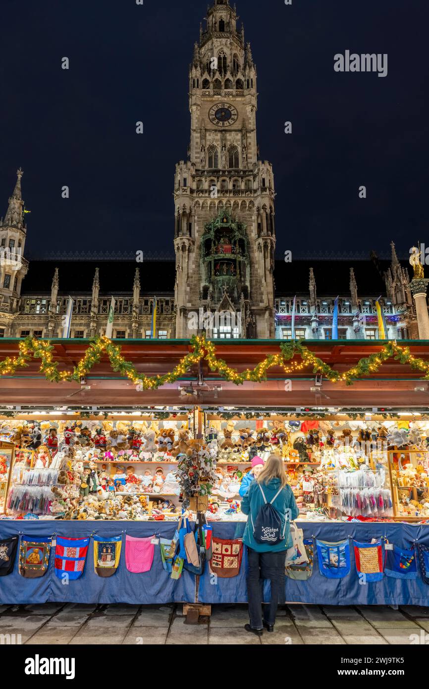 Weihnachtsmarkt, Marienplatz, München, Bayern, Deutschland Stockfoto