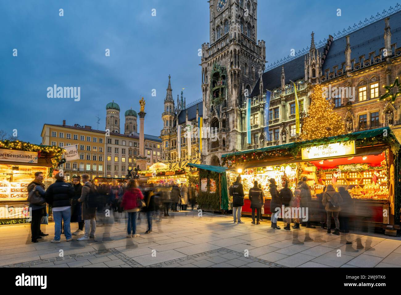 Weihnachtsmarkt, Marienplatz, München, Bayern, Deutschland Stockfoto