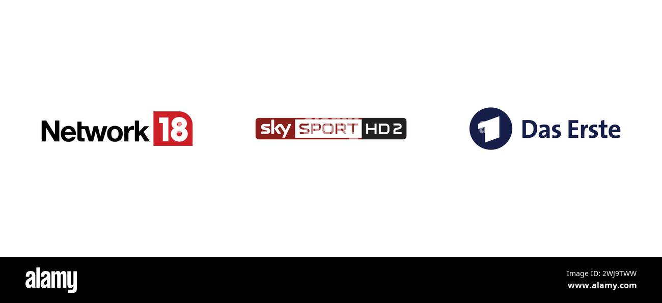 Netzwerk 18 , Sky Sport HD2, das erste. Redaktionelle Vektorillustration. Stock Vektor