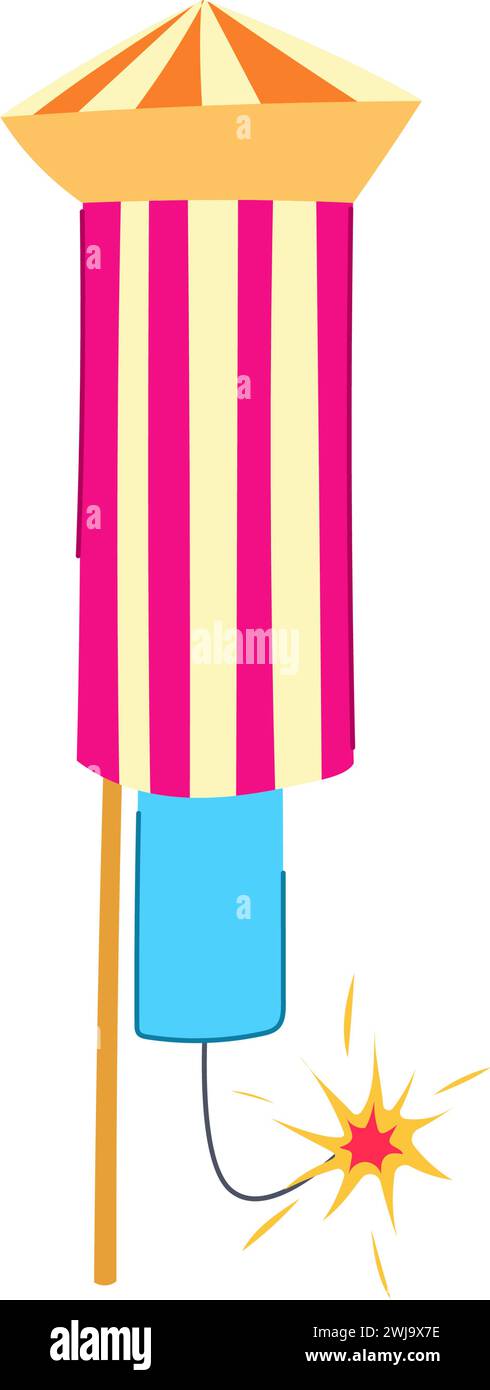 Funkeln Feuerwerk Rakete Cartoon Vektor Illustration Stock Vektor