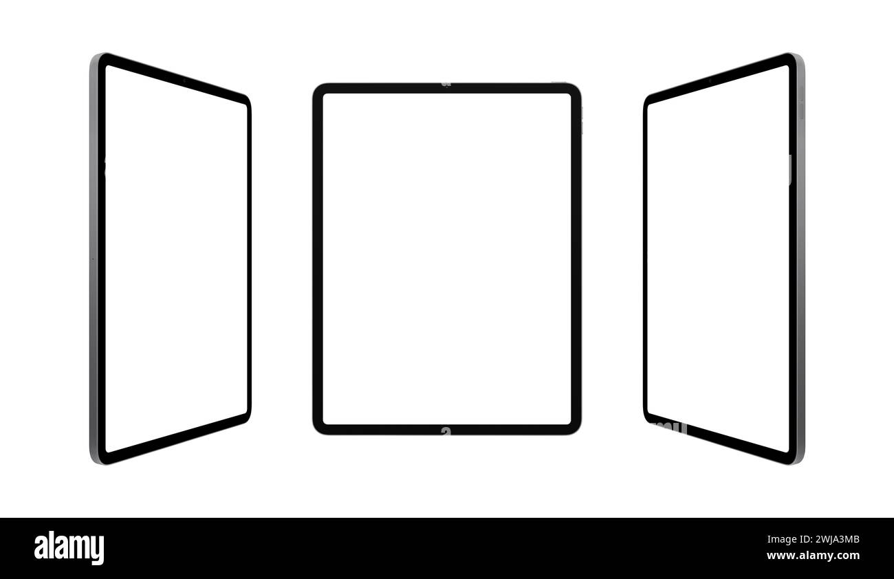 Modernes Tablet mit isoliertem Bildschirm und Hintergrund für individuelle Mockups Stockfoto
