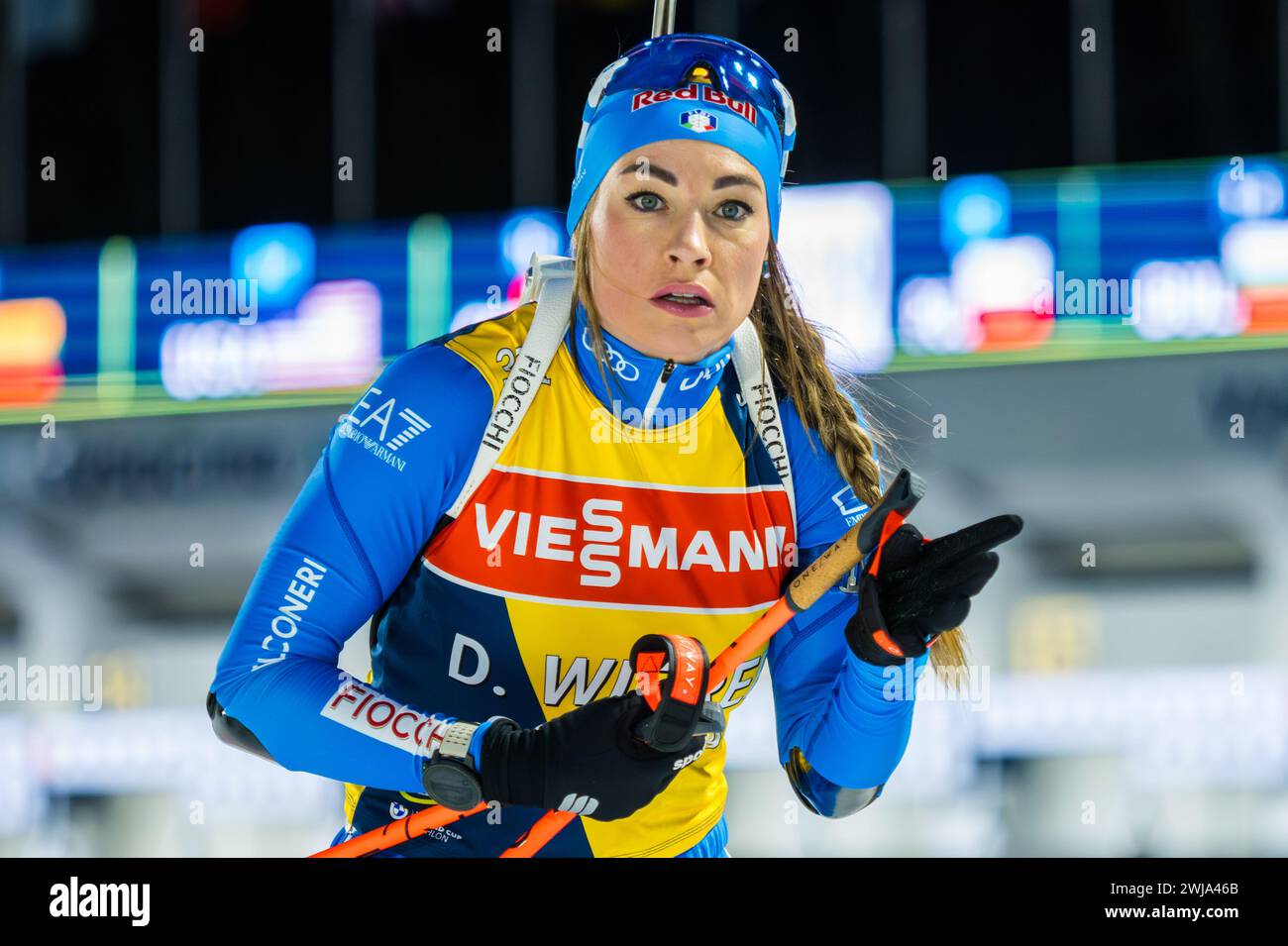 Dorothea Wierer aus Italien war beim offiziellen Training für die BMW IBU WM Biathlon 2024 in Nove Mesto na Morave im Einsatz. (Foto: Igor Stan?ík/SOPA Images/SIPA USA) Credit: SIPA USA/Alamy Live News Stockfoto