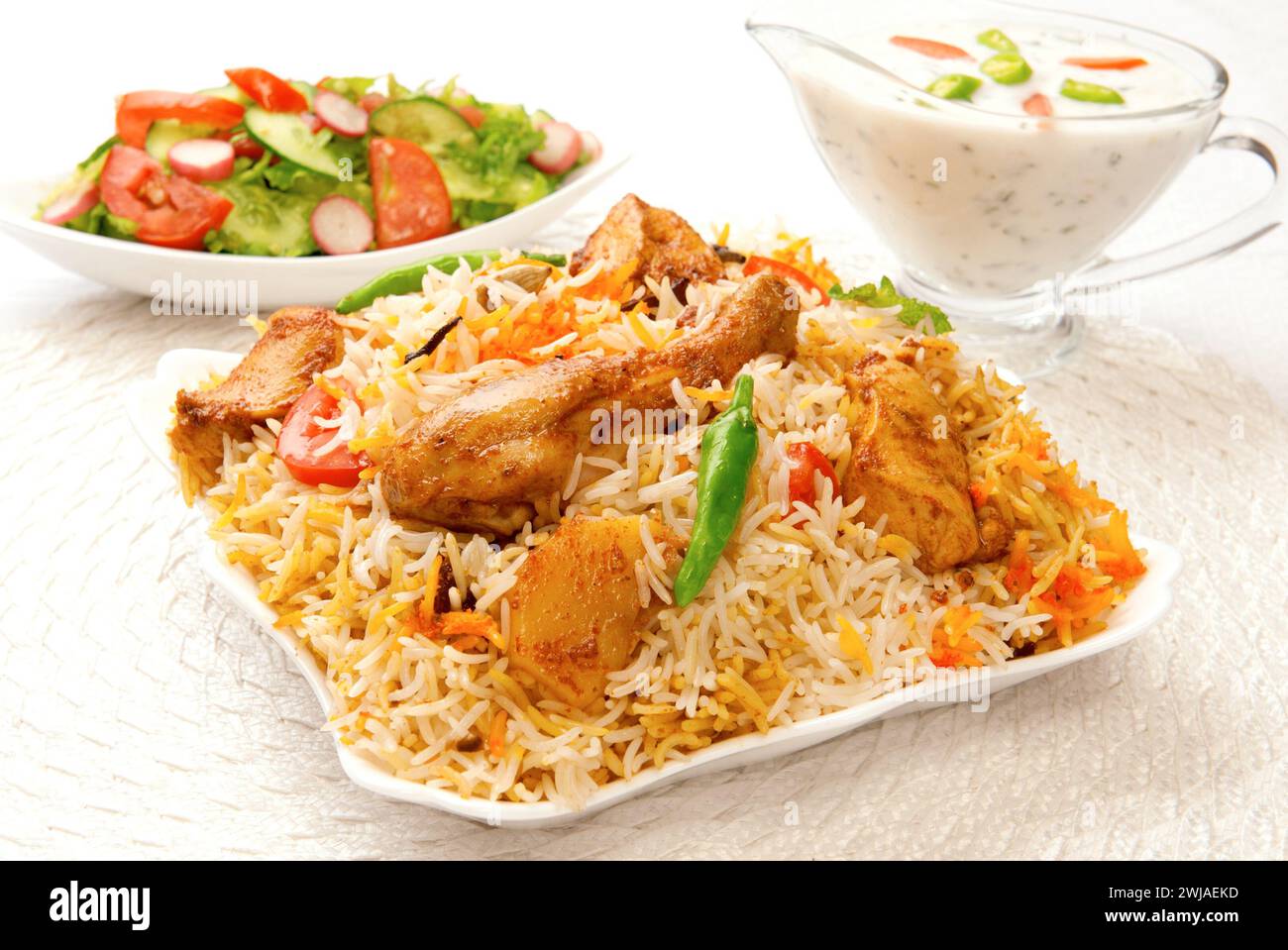 Hühnchen Biryani, extrem köstliche und scharfe indische Speisen, Bombay Biryani. Stockfoto