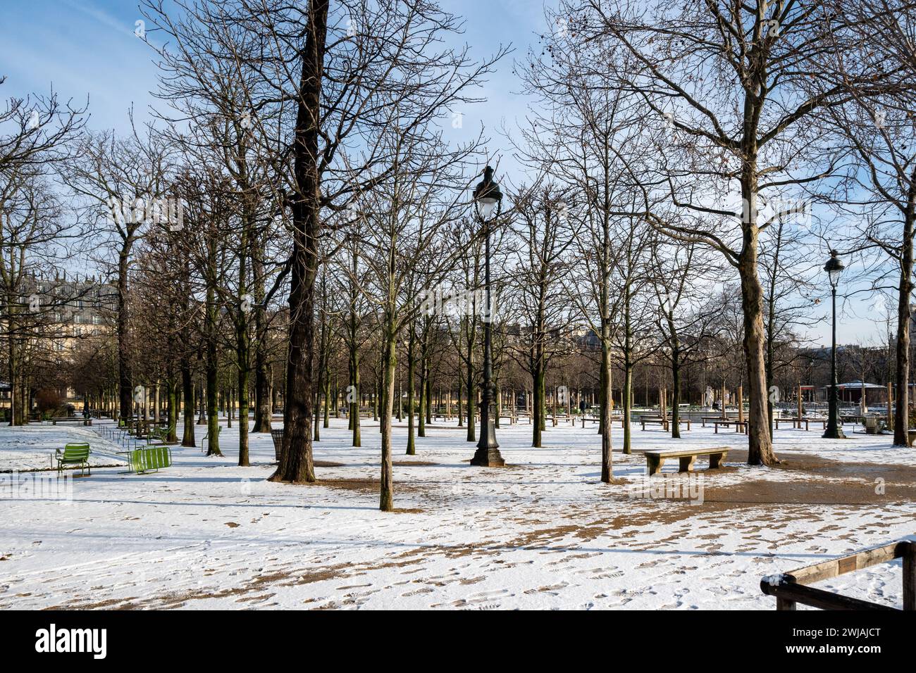 Paris, Frankreich, Landschaft der Tuilerien im Winter, nur Editorial. Stockfoto