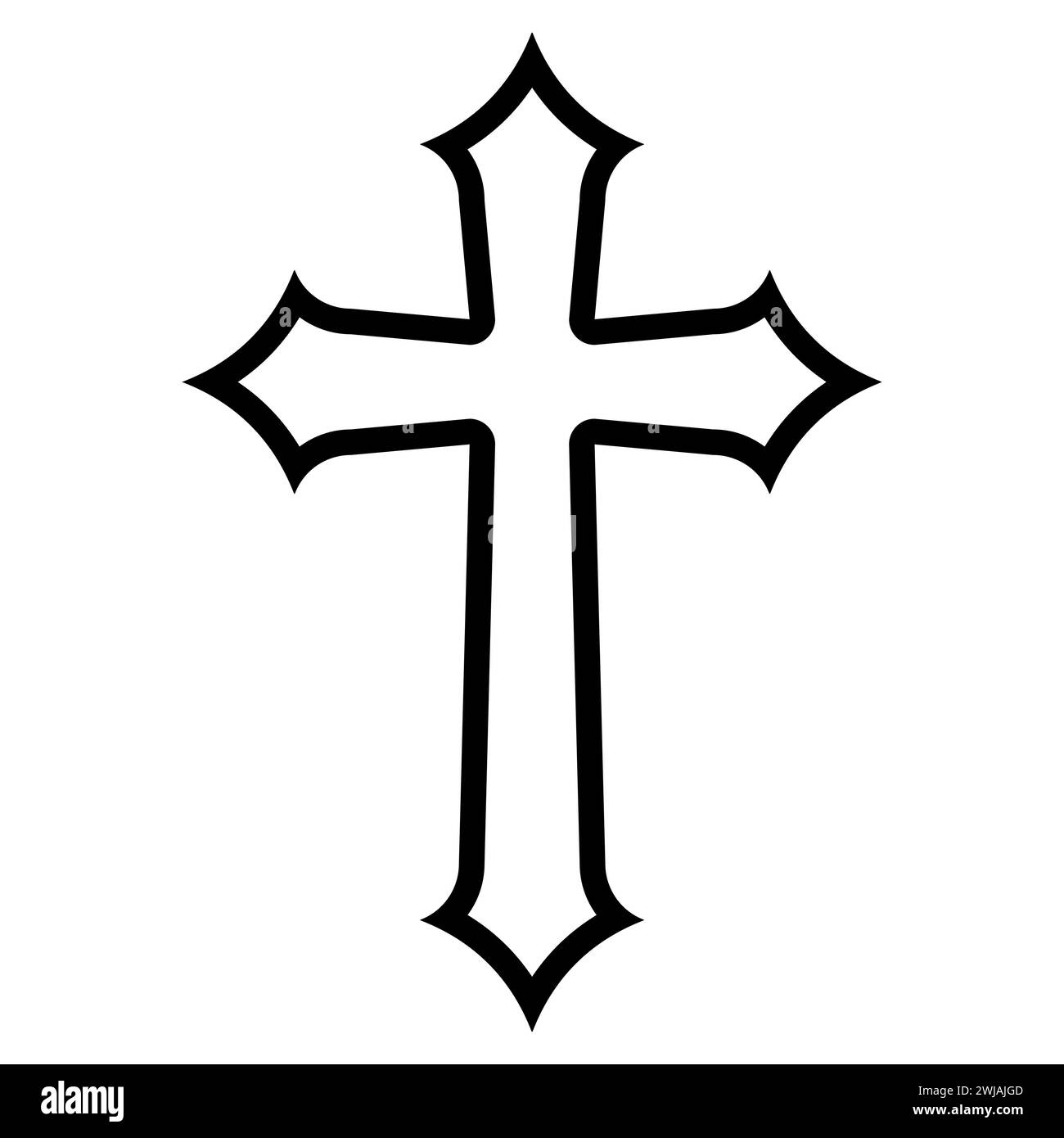 Das christentum unterschreiben, christliche Religion kreuzen, katholischer Glauben, gotisches Kruzifix Stock Vektor