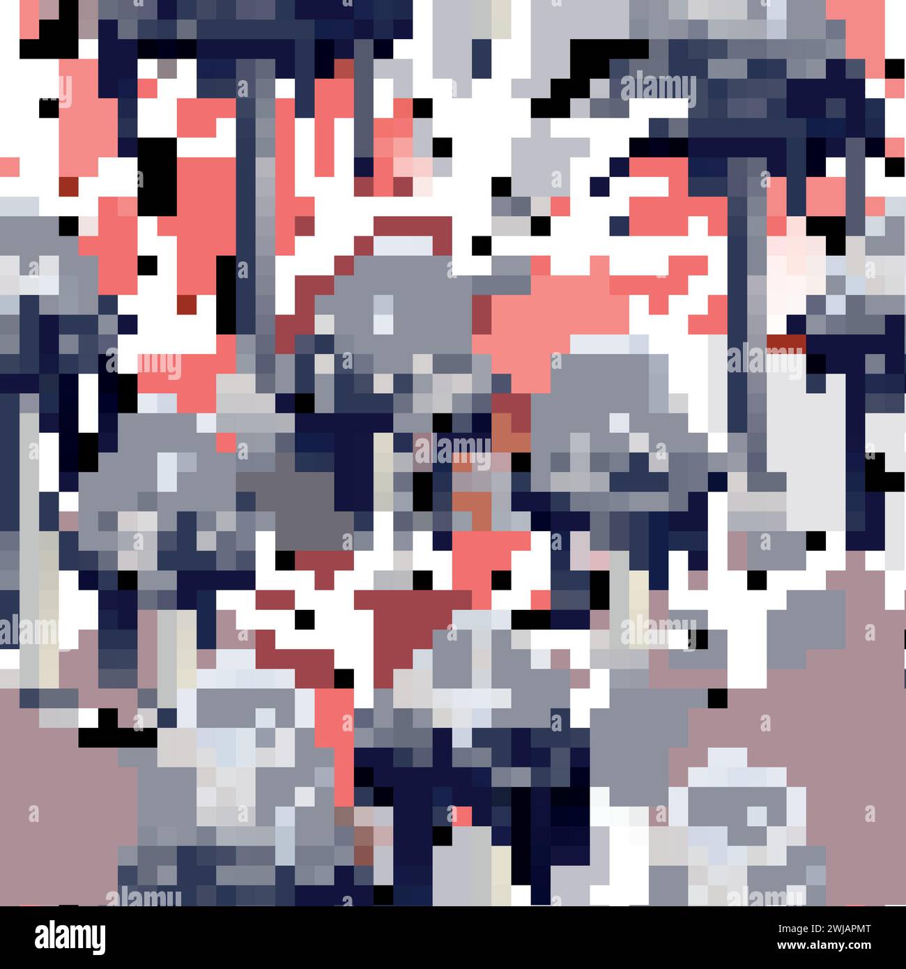 Nahtloses Muster aus grauen, künstlerisch gezeichneten Tintenpilzen auf Mooslichtung mit rotem Herbst, strukturierten Blättern auf weißem Hintergrund. Herbstdesign mit Mus Stock Vektor